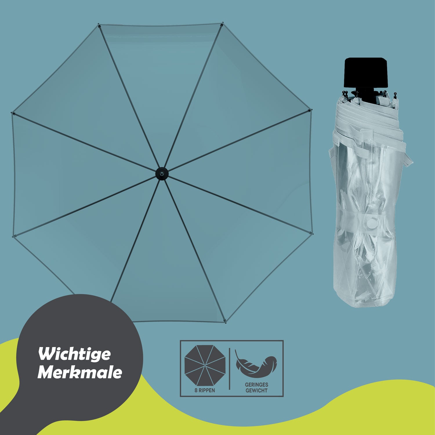 Transparenter Regenschirm - eleganter & durchsichtiger Stockschirm