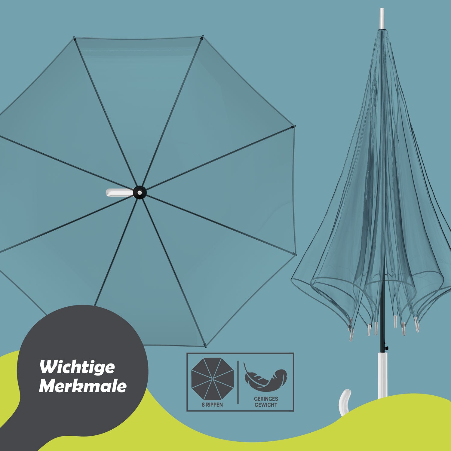 Transparenter Regenschirm - eleganter & durchsichtiger Stockschirm