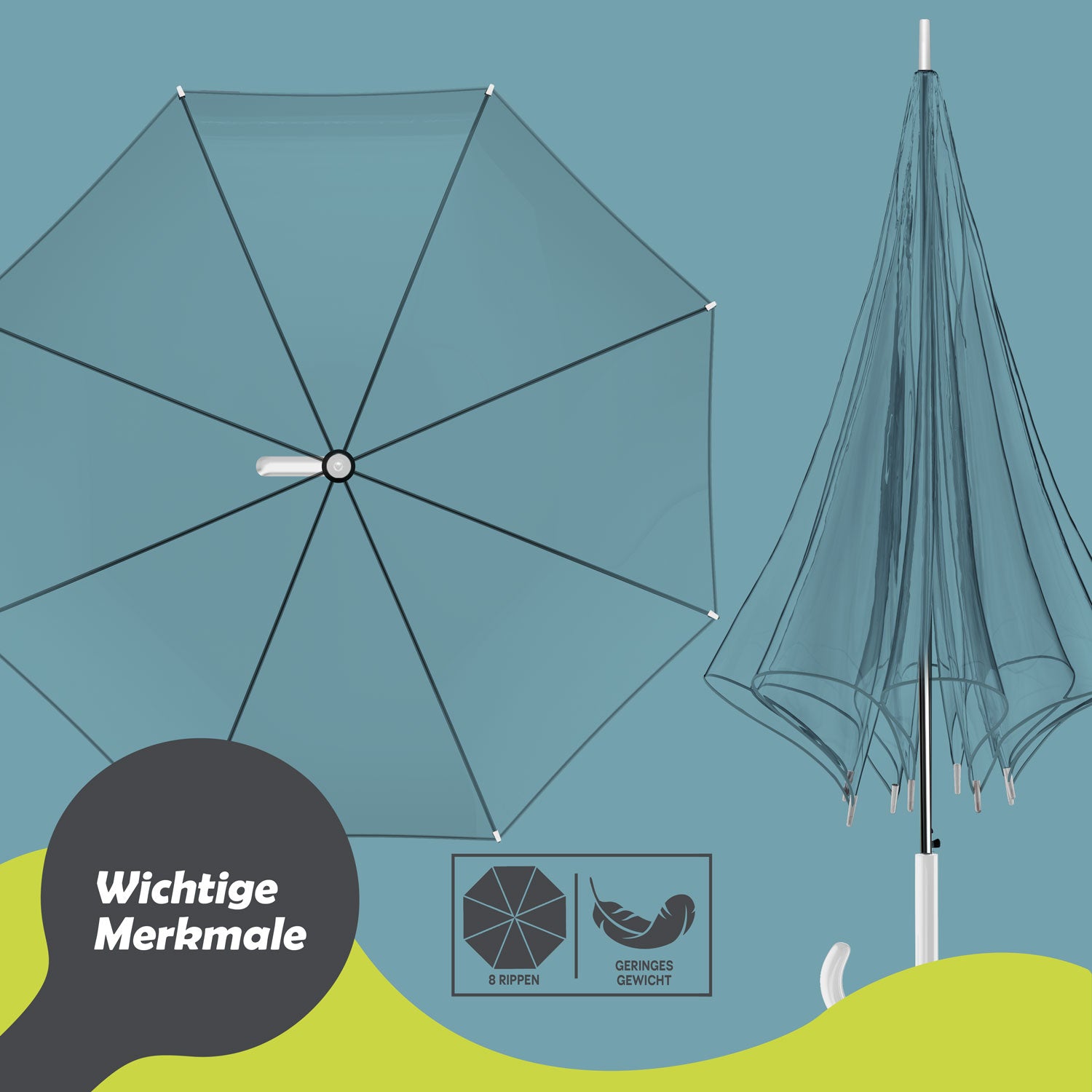 Transparenter Regenschirm - eleganter & durchsichtiger Stockschirm