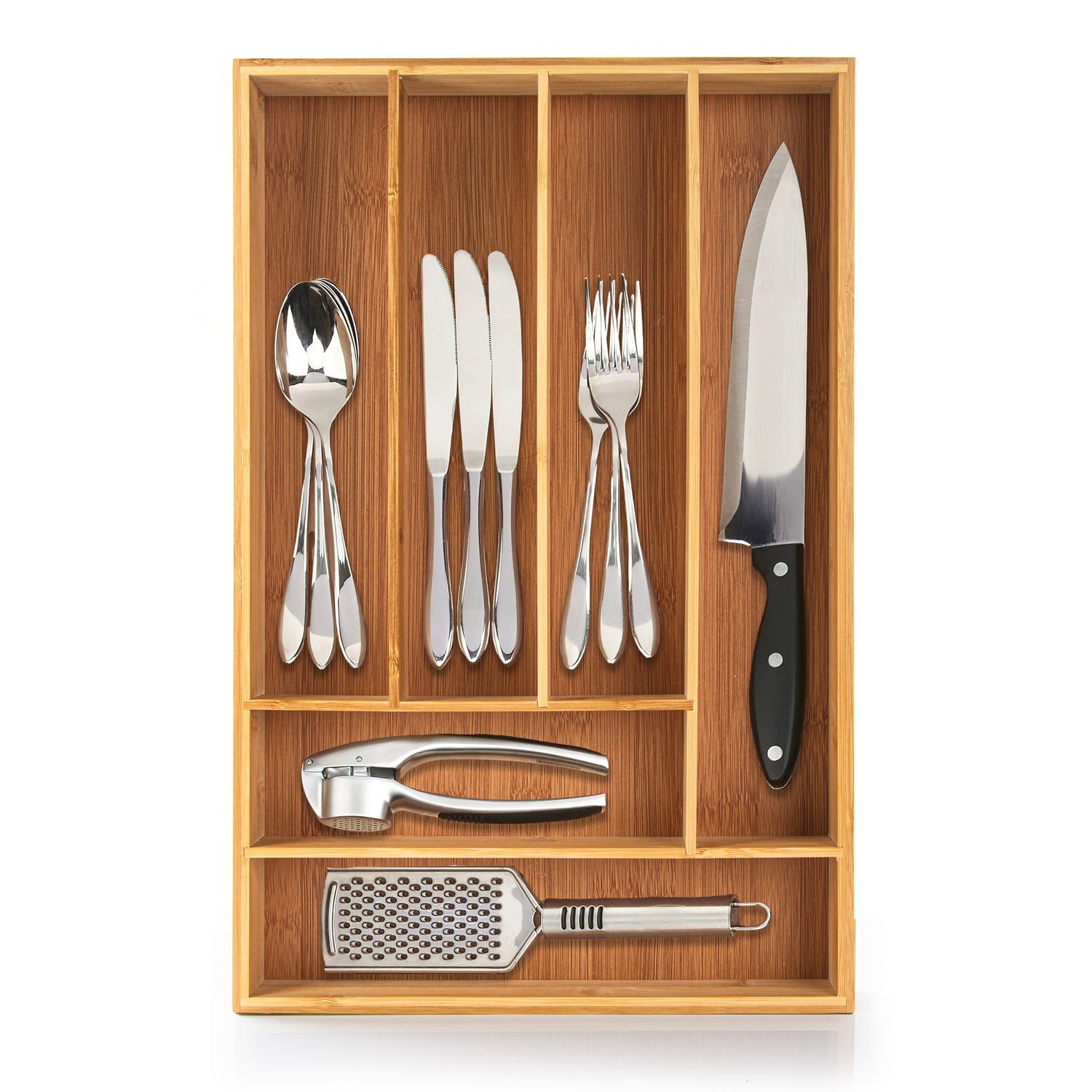 Holz Besteckeinsatz - Schubladeneinsatz Besteckkasten aus Bambus