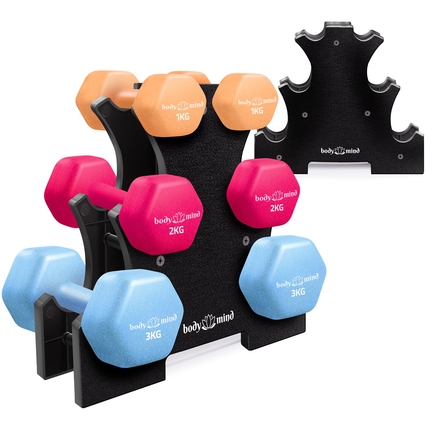 Hantelständer Sets mit Neopren Kurzhanteln – 3- oder 5-stufig für dein Home-Gym