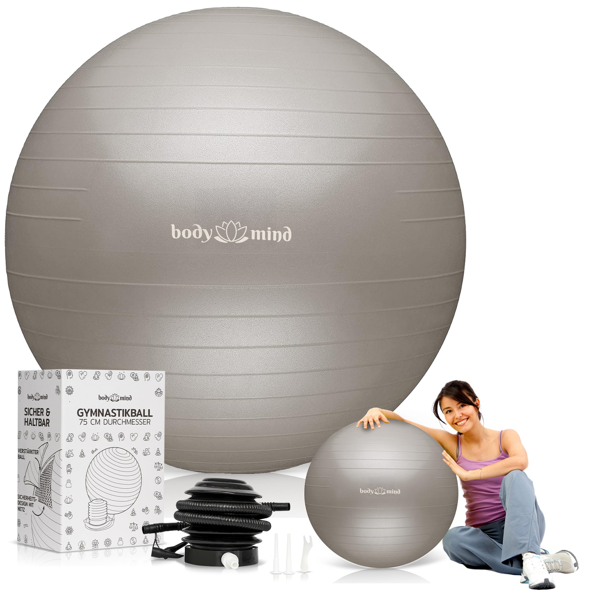 Gymnastikball inkl. Luftpumpe - Anti-Burst Pilates Ball