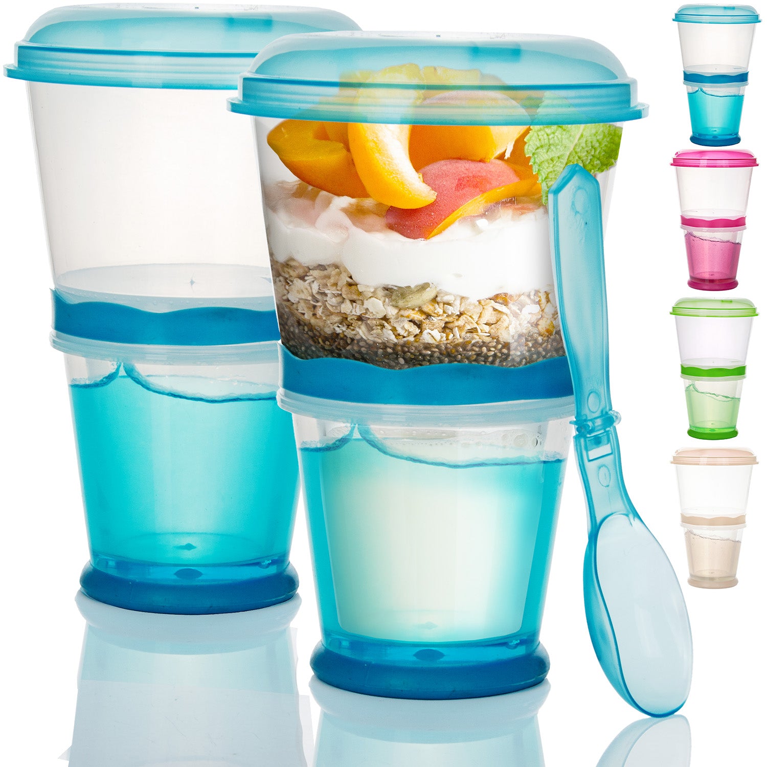 Müslibecher - Müsli-to-Go Becher mit Löffel
