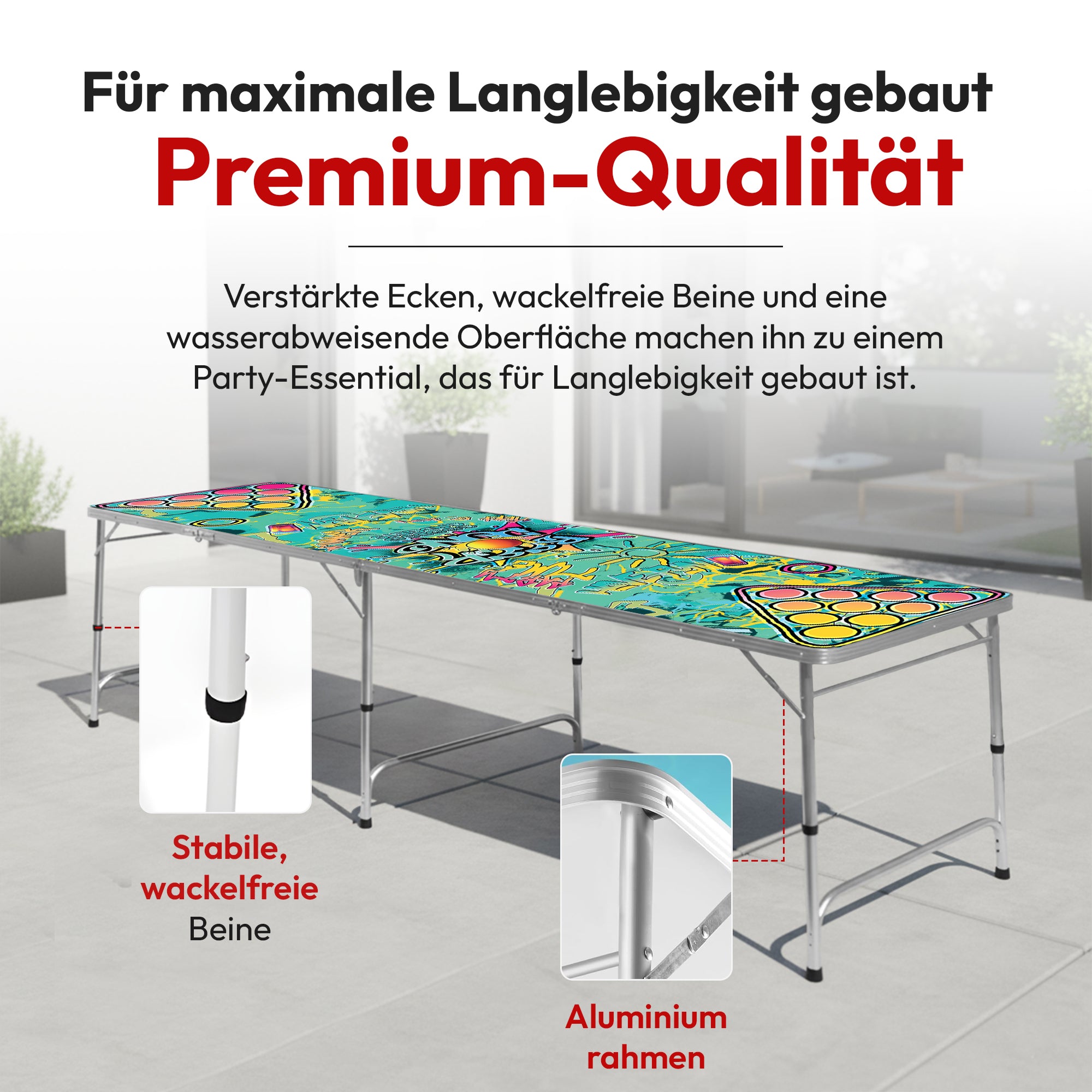 Klappbarer Bierpong-Tisch Set - Praktischer Beer Pong Tisch