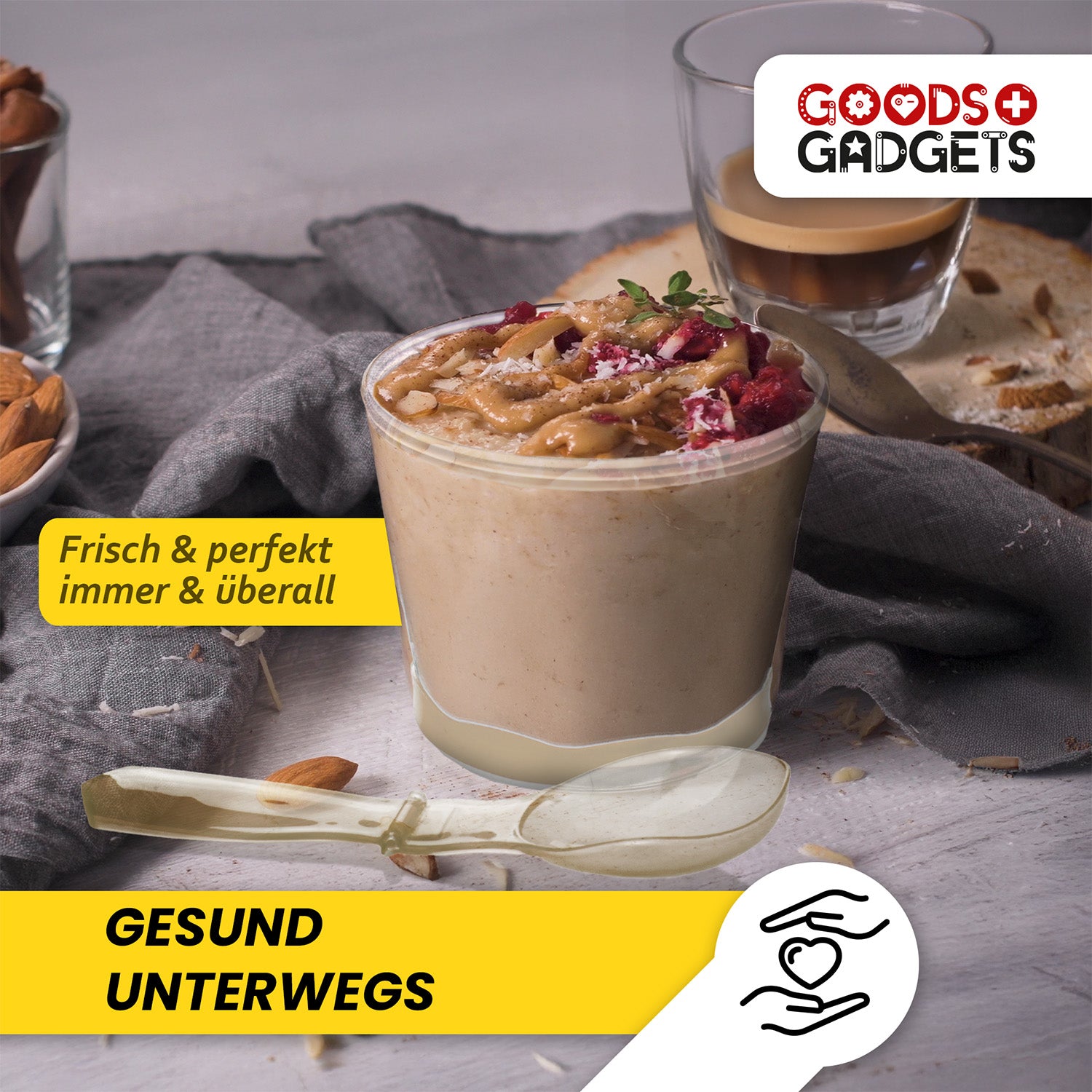 Müslibecher - Müsli-to-Go Becher mit Löffel