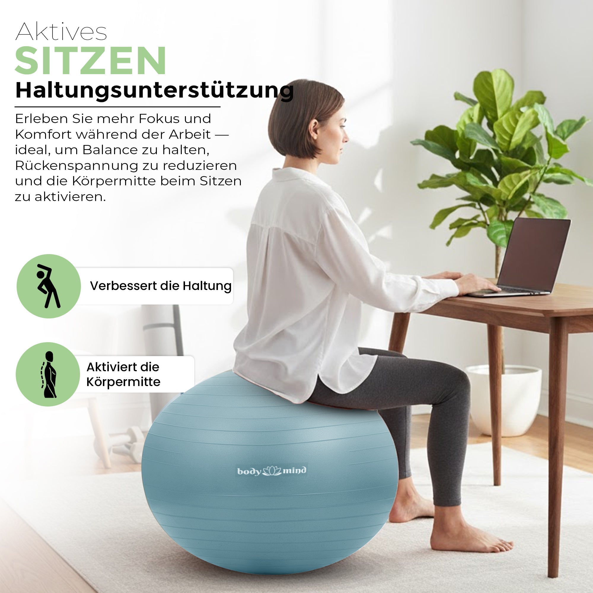 Gymnastikball inkl. Luftpumpe - Anti-Burst Pilates Ball