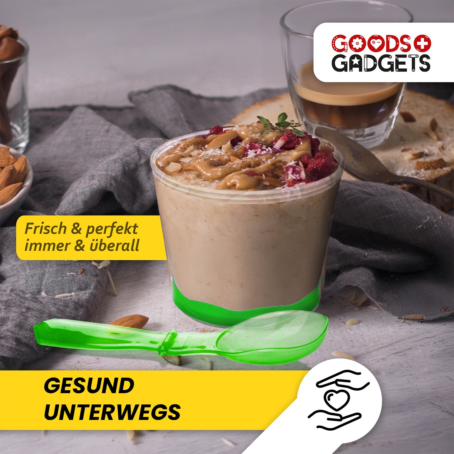 Müslibecher - Müsli-to-Go Becher mit Löffel
