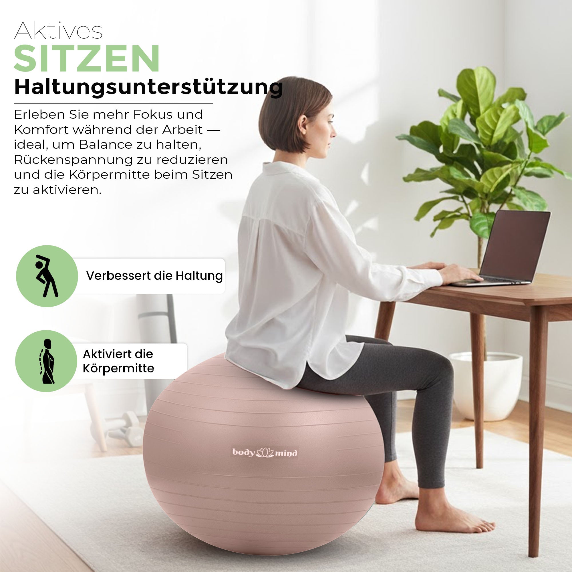 Gymnastikball inkl. Luftpumpe - Anti-Burst Pilates Ball