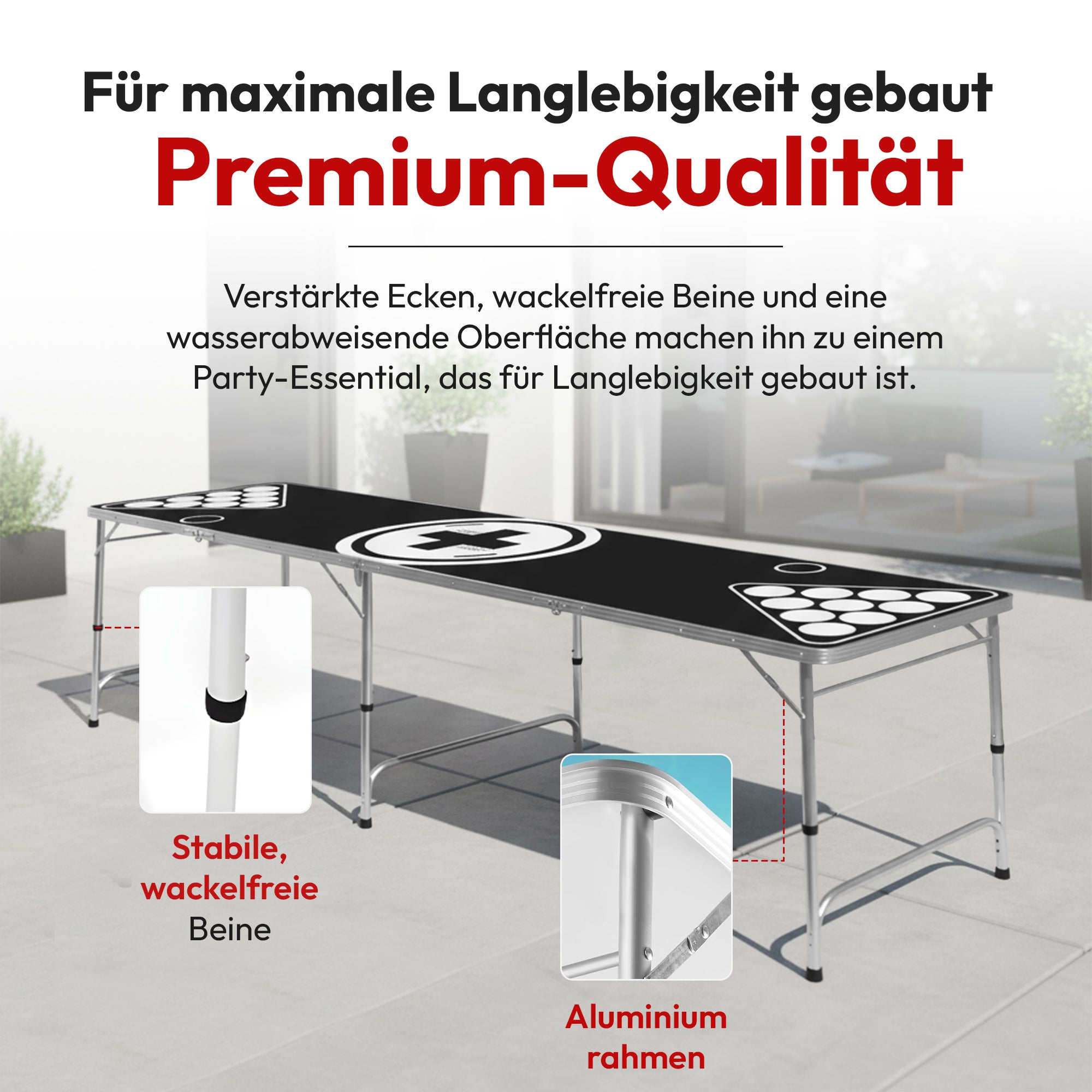 Klappbarer Bierpong-Tisch Set - Praktischer Beer Pong Tisch