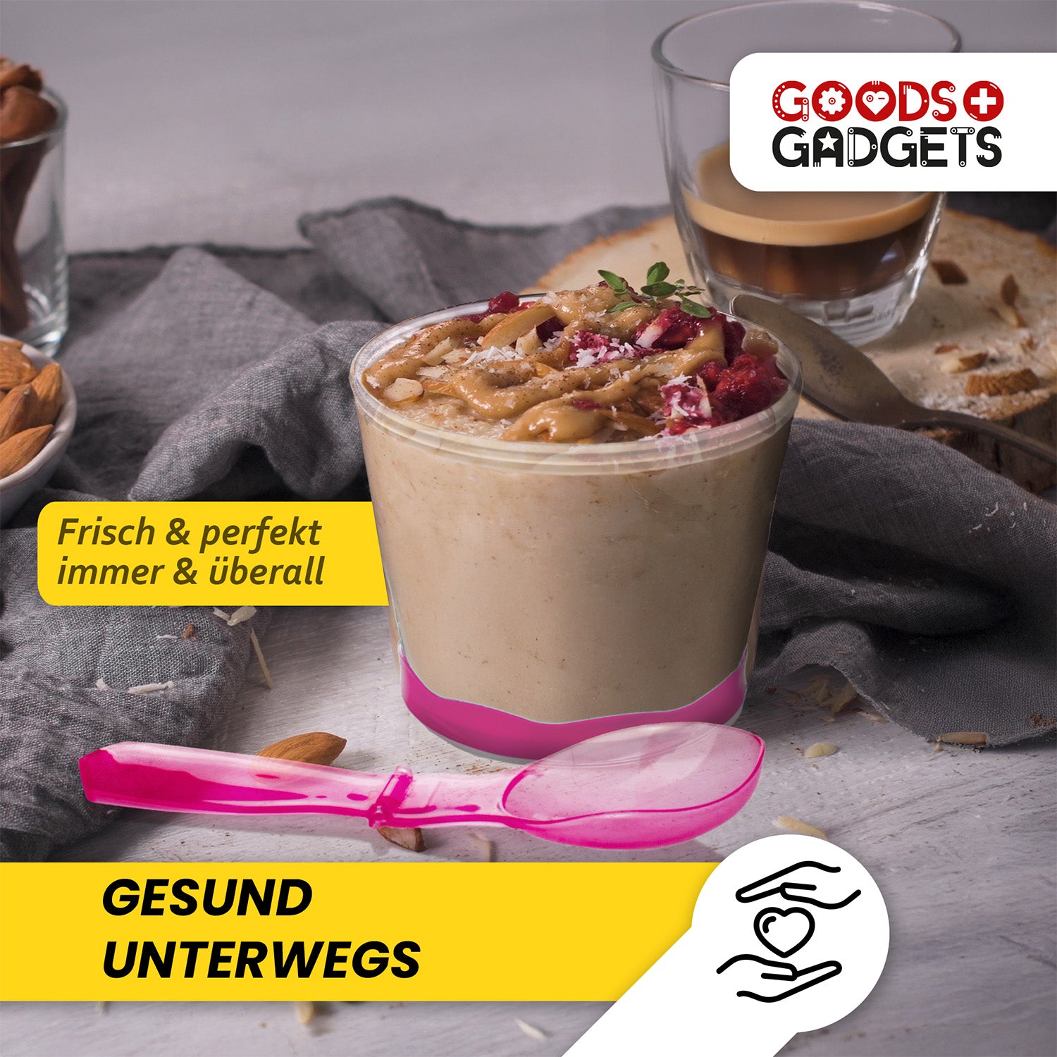 Müslibecher - Müsli-to-Go Becher mit Löffel