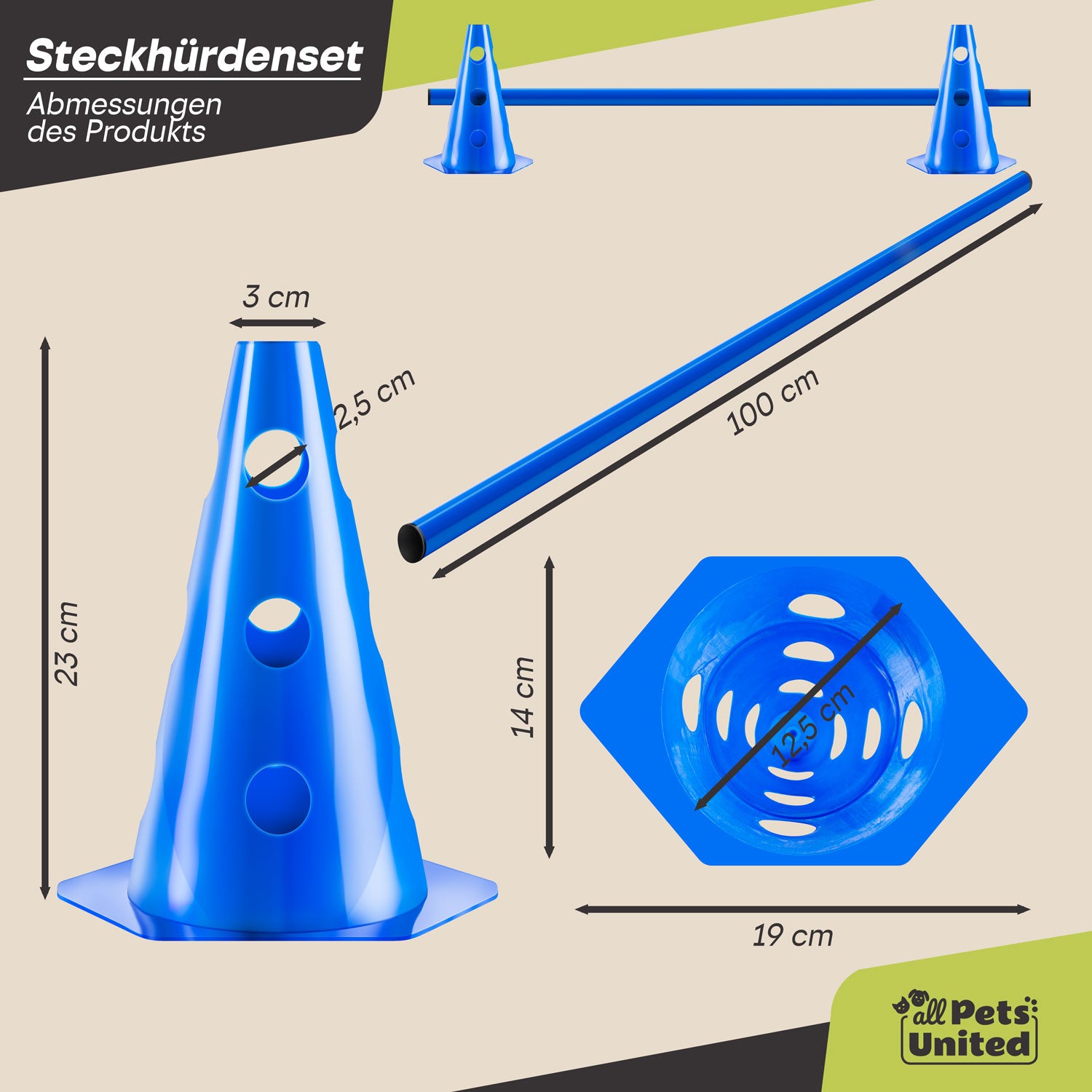 Steckhürden Set für Hunde; Agility Trainingszubehör für Hunde & Pferde