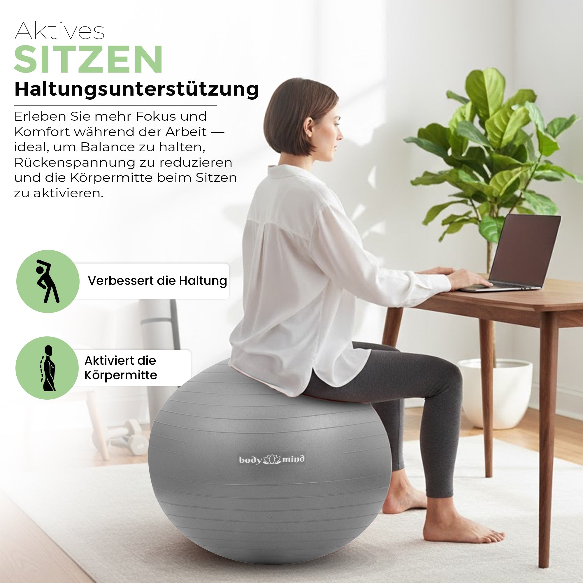 Gymnastikball inkl. Luftpumpe - Anti-Burst Pilates Ball