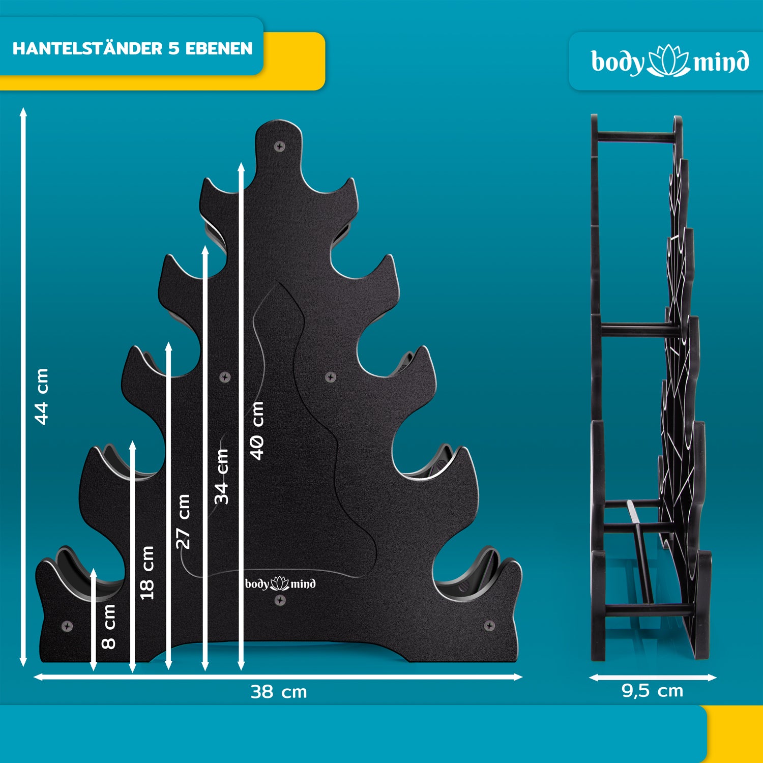 Hantelständer für Kurzhanteln - bis zu 10 Hanteln sicher verstaut