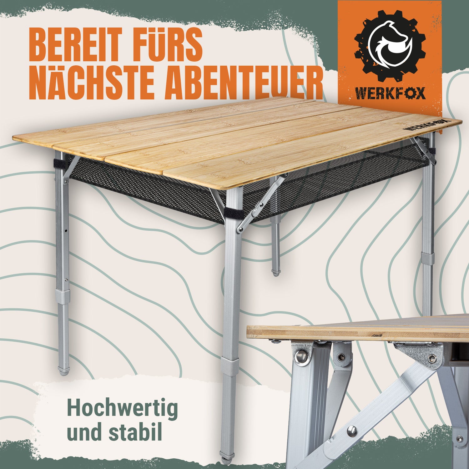 Klappbarer Campingtisch aus Bambus - Faltbarer Gartentisch