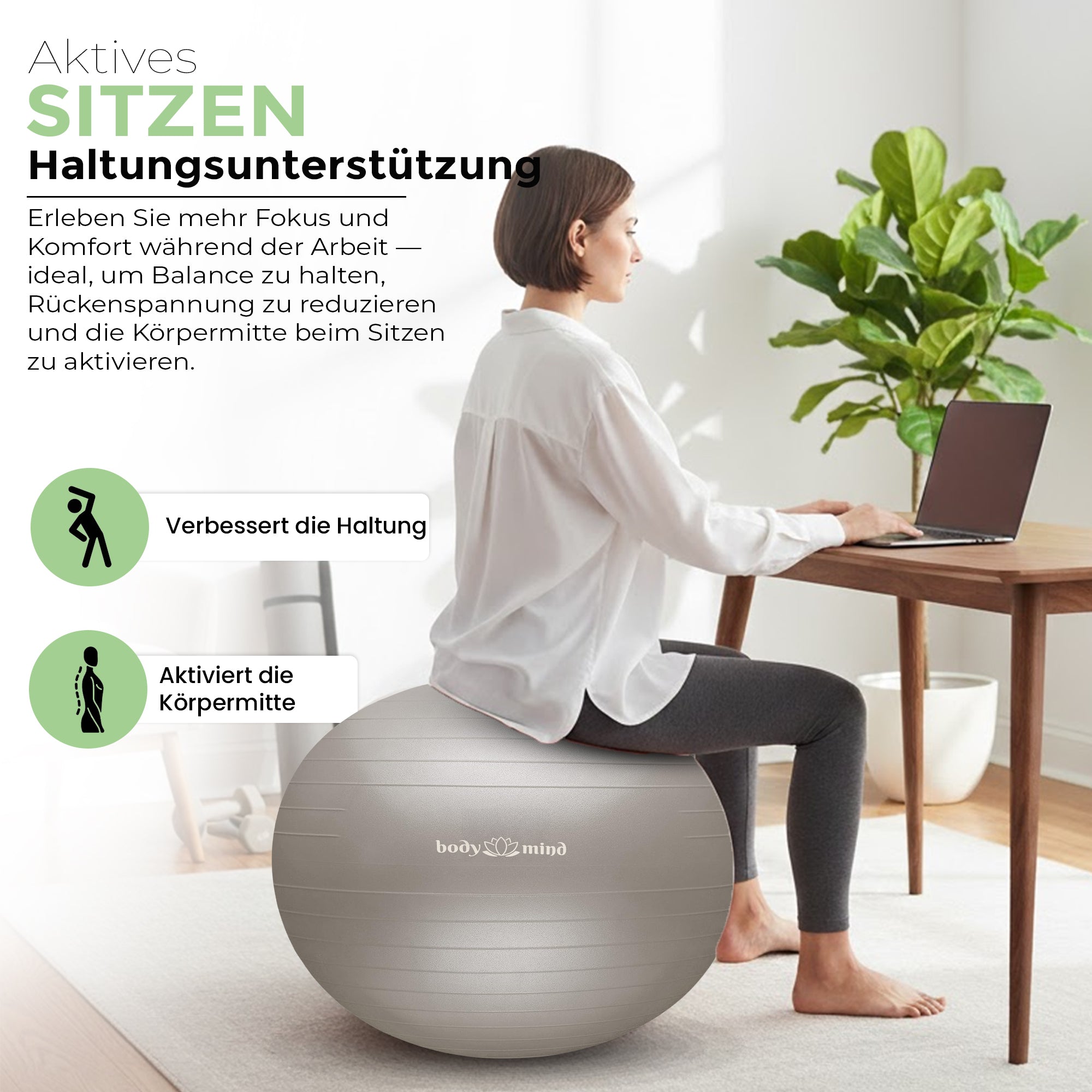 Gymnastikball inkl. Luftpumpe - Anti-Burst Pilates Ball