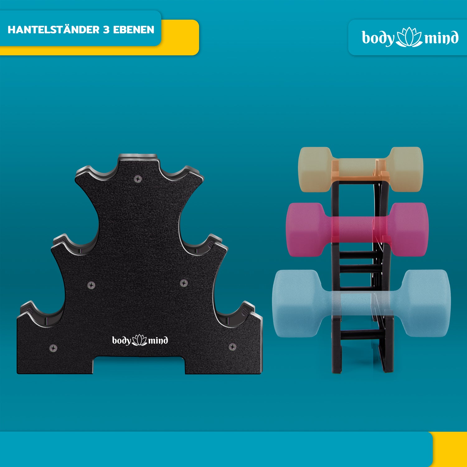 Hantelständer für Kurzhanteln - bis zu 10 Hanteln sicher verstaut