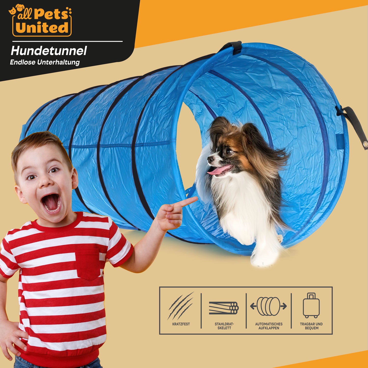 Agility Hundetunnel Set, inkl. Frisbee und Hürden für Spiel und Training