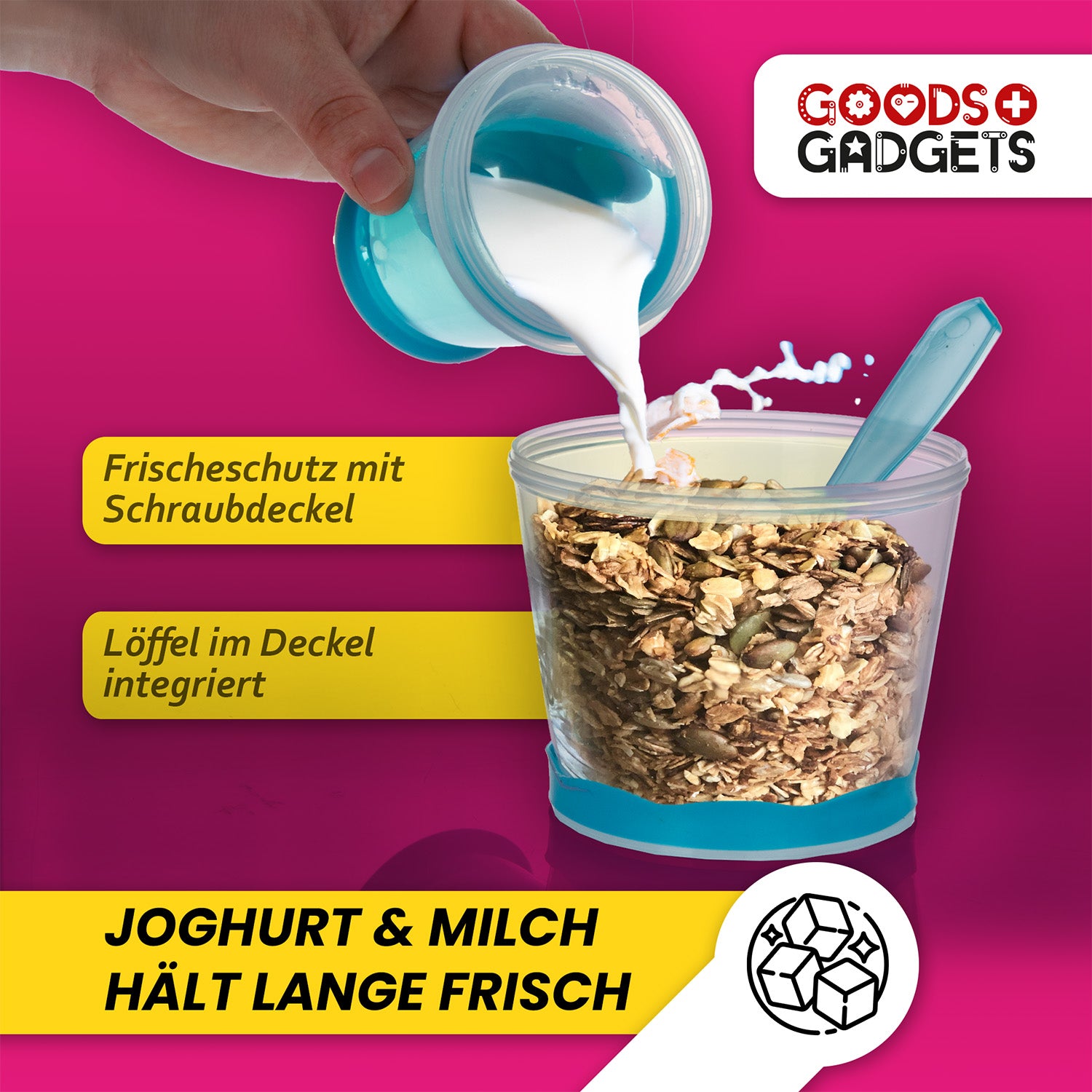 Müslibecher - Müsli-to-Go Becher mit Löffel