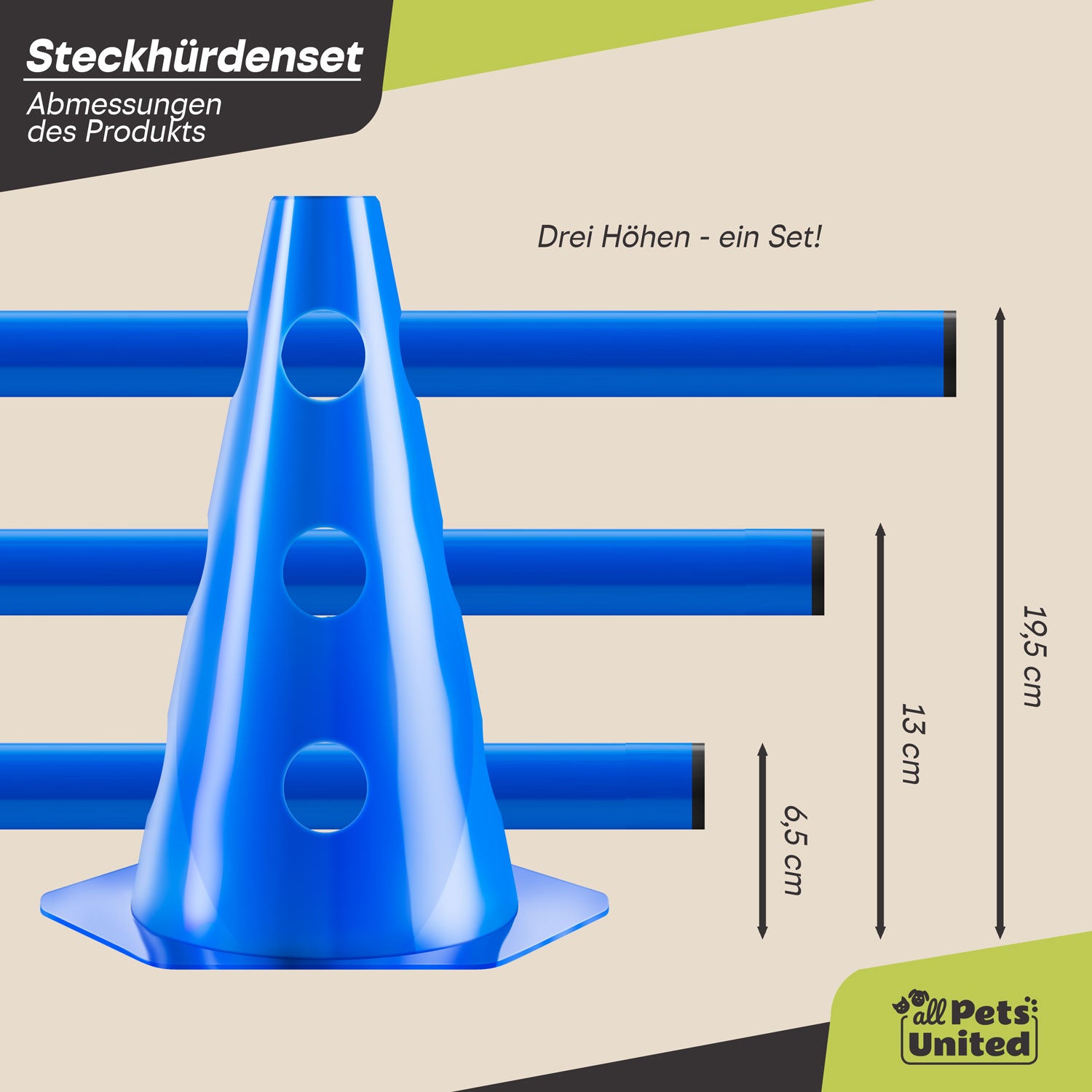 Steckhürden Set für Hunde; Agility Trainingszubehör für Hunde & Pferde