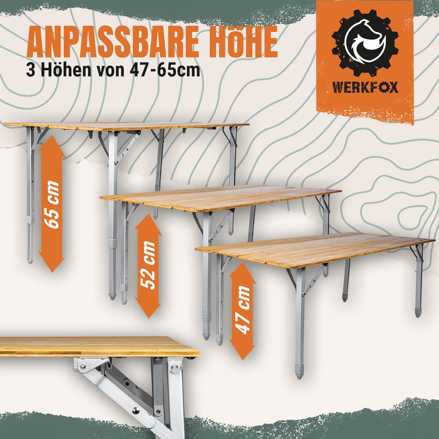 Klappbarer Campingtisch aus Bambus - Faltbarer Gartentisch