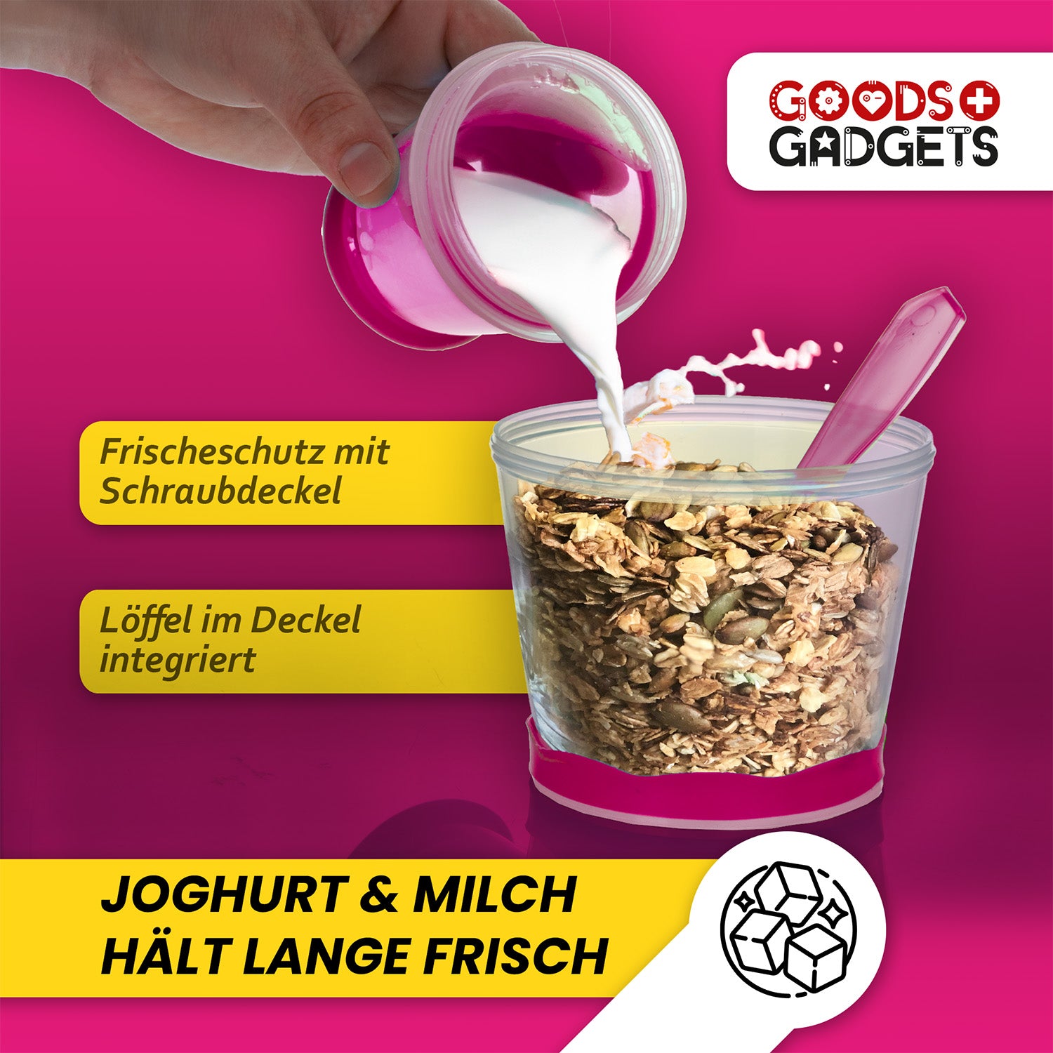 Müslibecher - Müsli-to-Go Becher mit Löffel