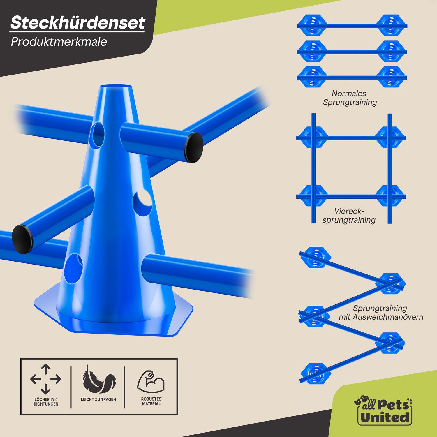 Steckhürden Set für Hunde; Agility Trainingszubehör für Hunde & Pferde