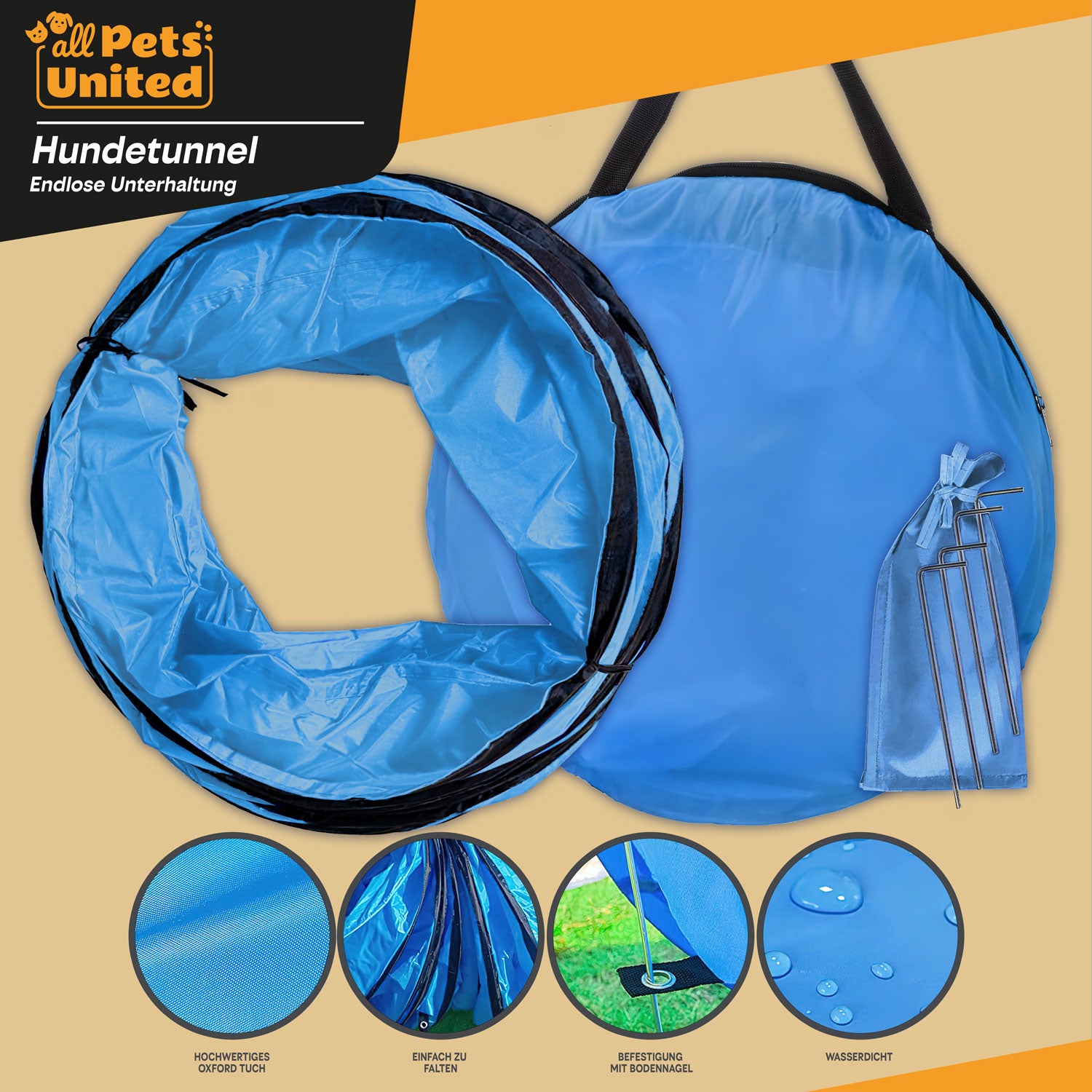 Agility Hundetunnel Set, inkl. Frisbee und Hürden für Spiel und Training