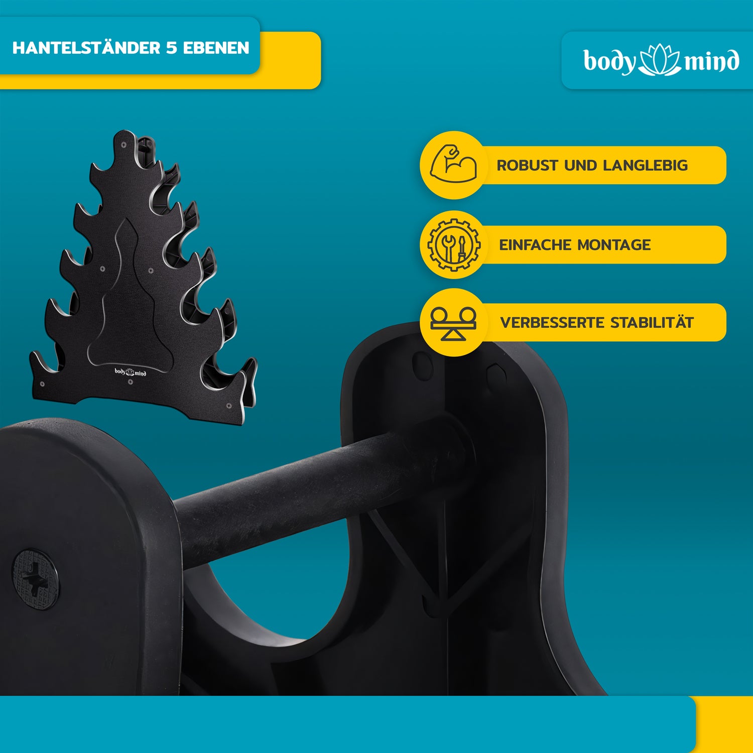 Hantelständer für Kurzhanteln - bis zu 10 Hanteln sicher verstaut