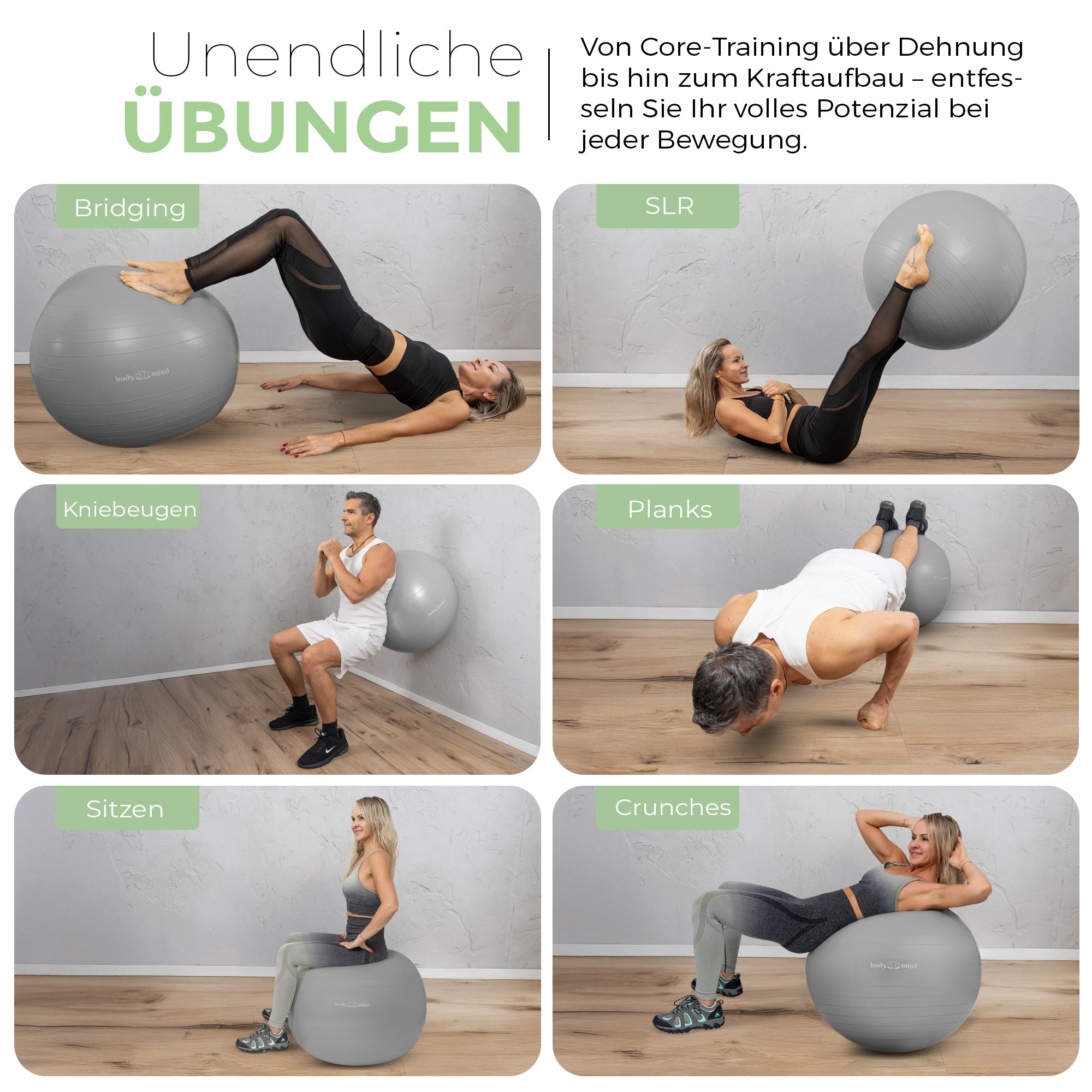 Gymnastikball inkl. Luftpumpe - Anti-Burst Pilates Ball