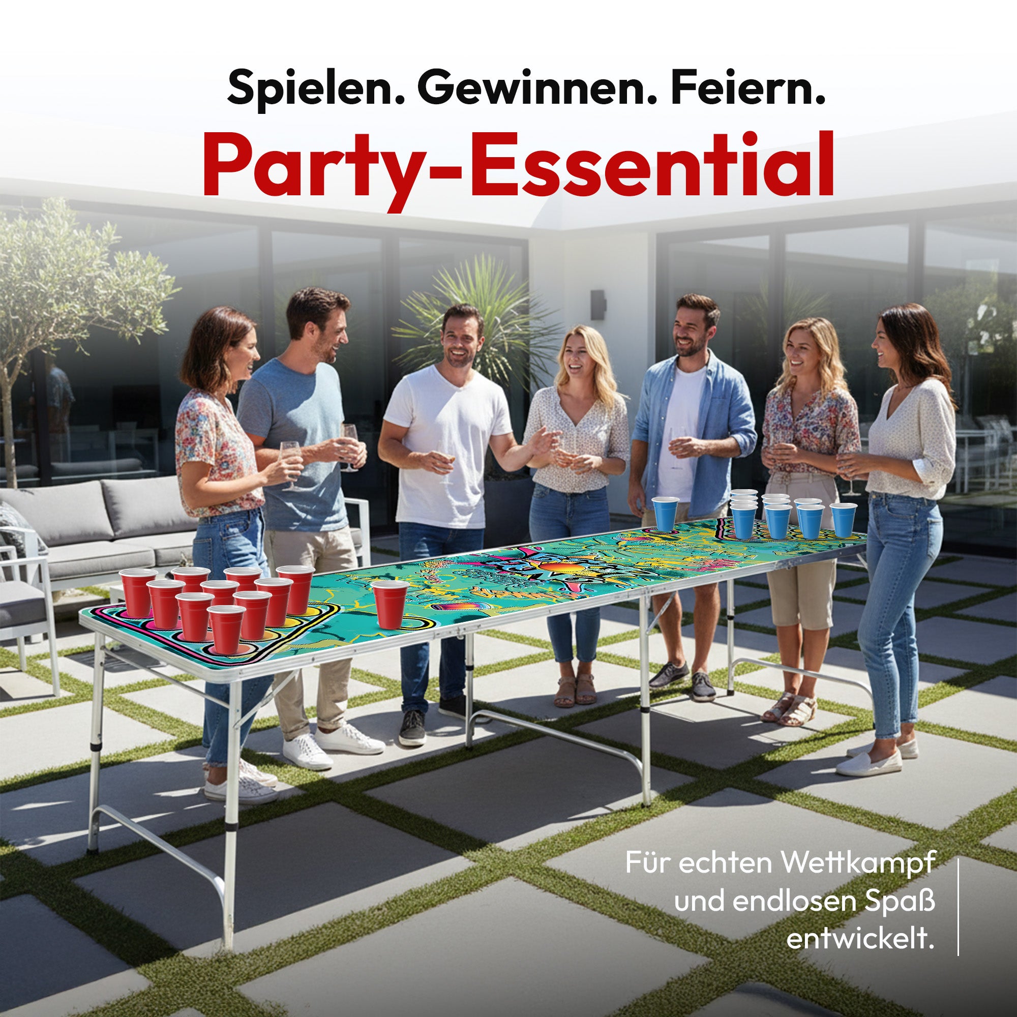 Klappbarer Bierpong-Tisch Set - Praktischer Beer Pong Tisch