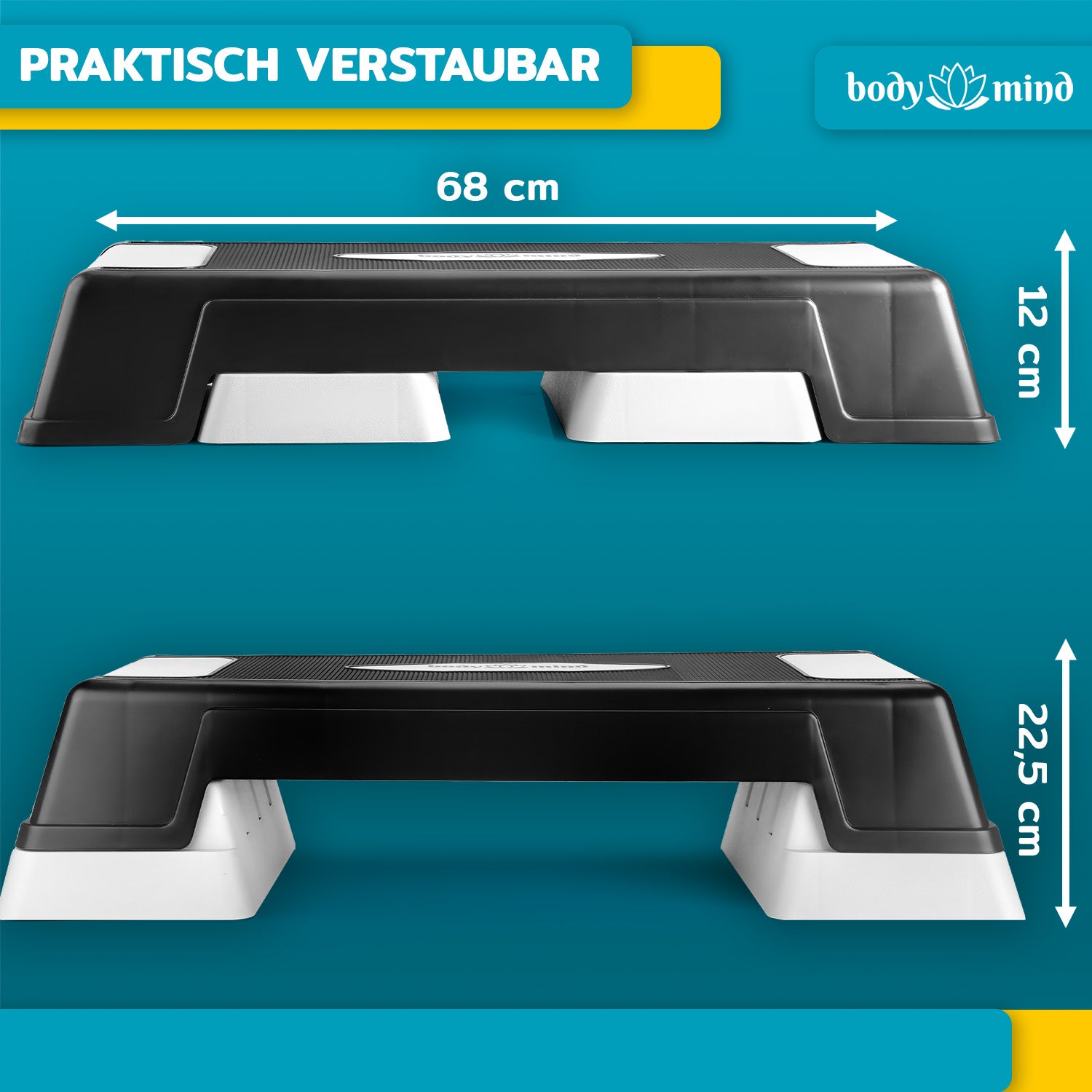 Aerobic Stepper - 3 Stufen Fitness Steppbrett mit Anti-Rutsch-Matte