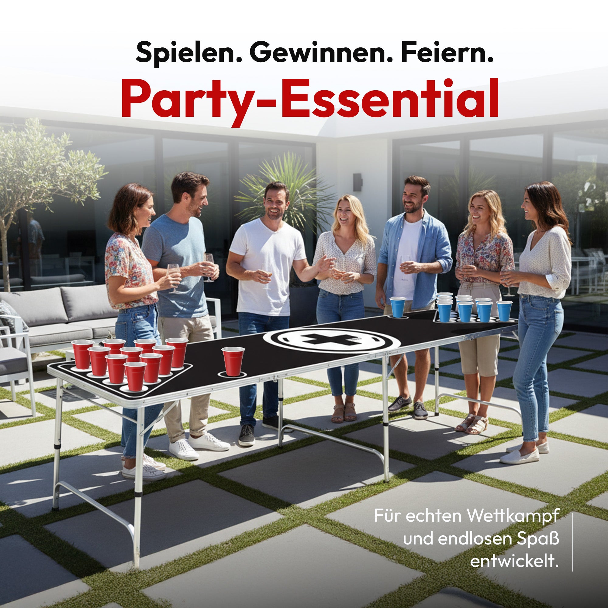 Klappbarer Bierpong-Tisch Set - Praktischer Beer Pong Tisch