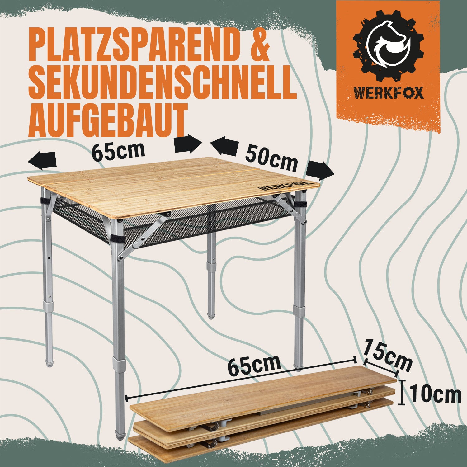 Klappbarer Campingtisch aus Bambus - Faltbarer Gartentisch