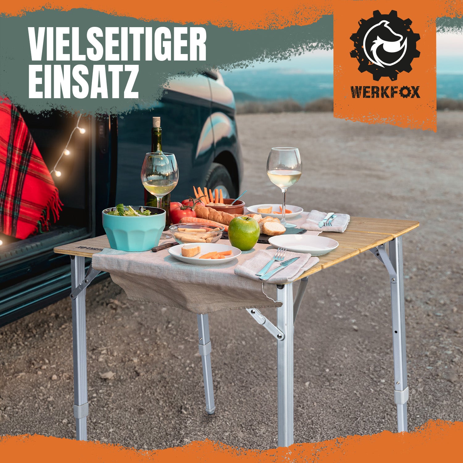 Klappbarer Campingtisch aus Bambus - Faltbarer Gartentisch