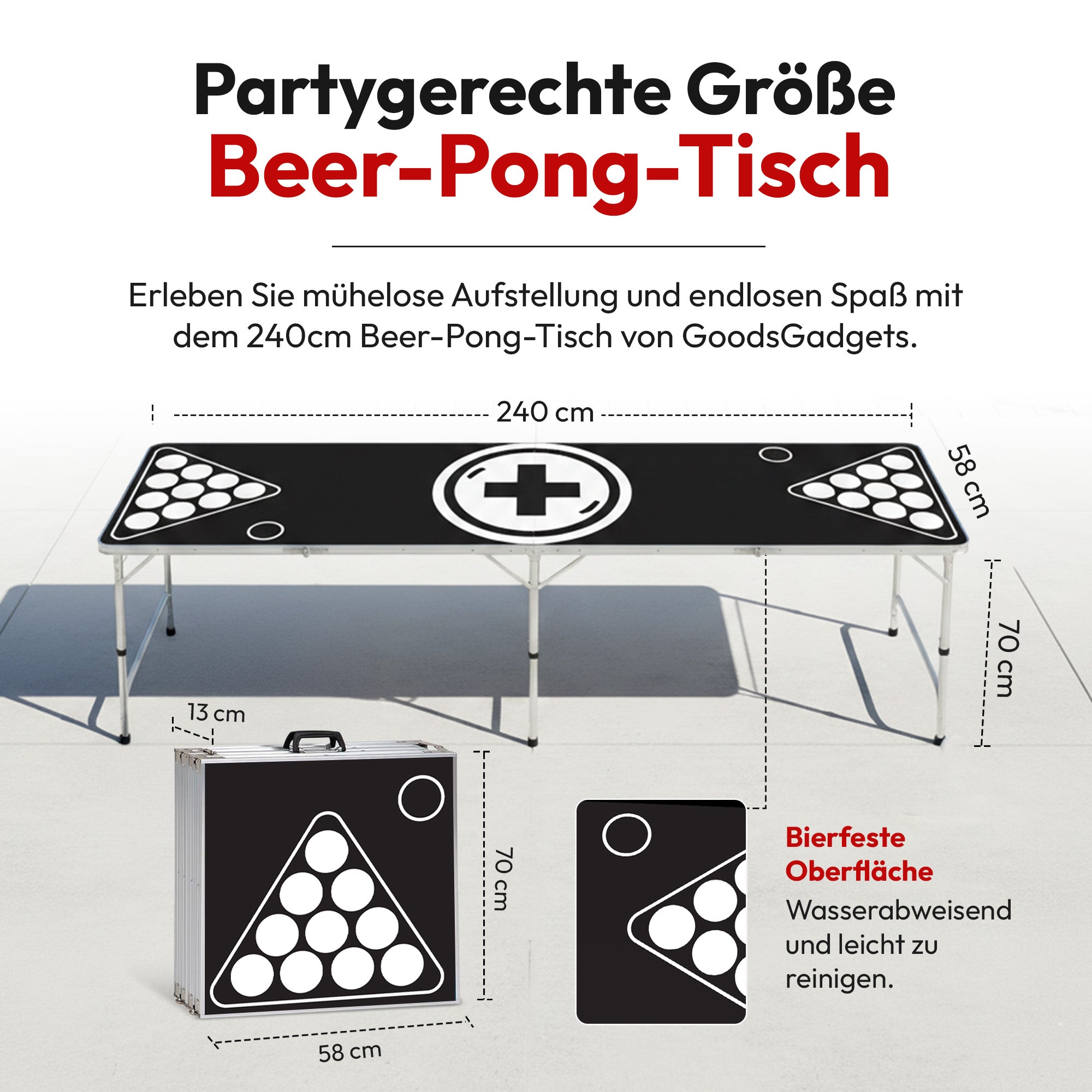 Klappbarer Bierpong-Tisch Set - Praktischer Beer Pong Tisch