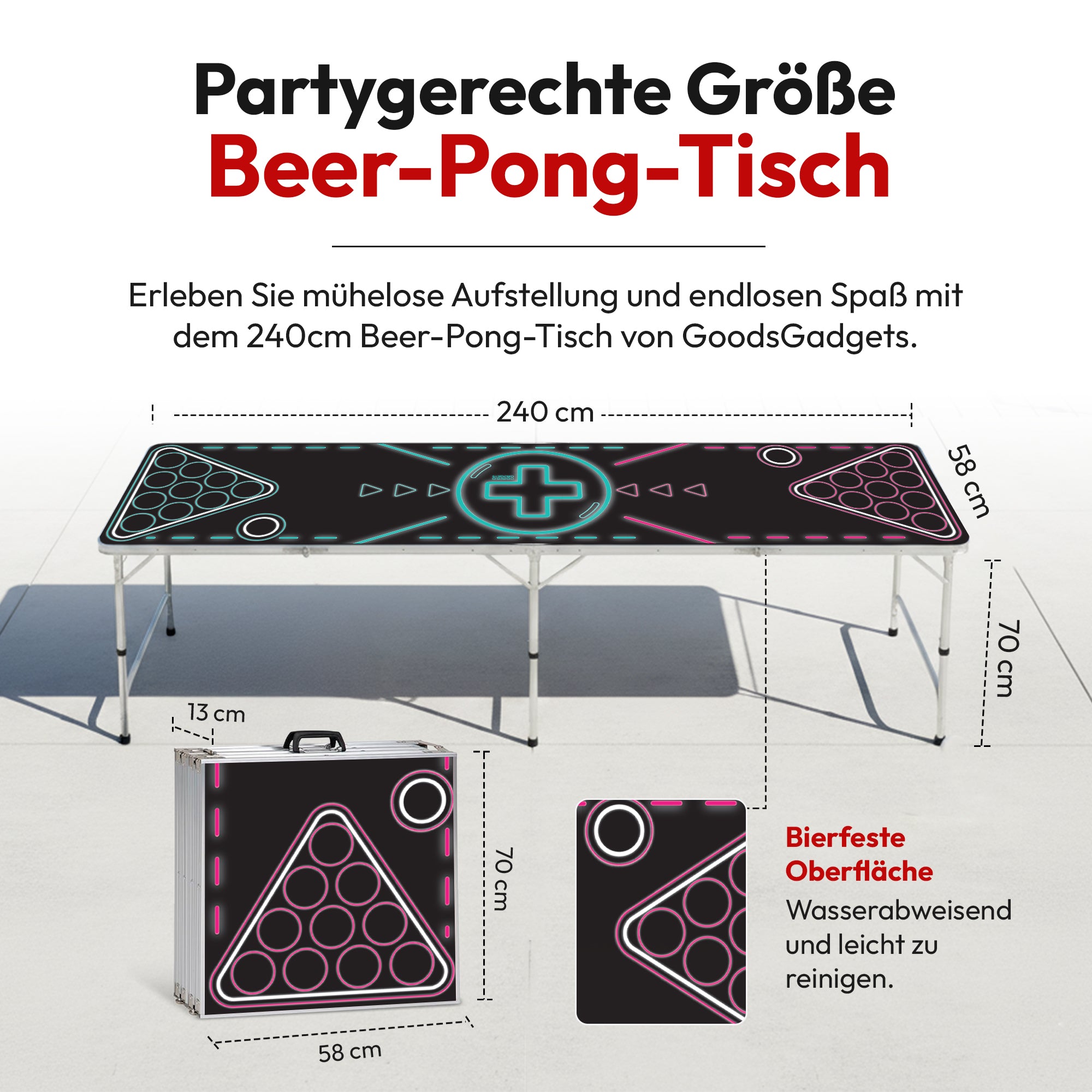 Klappbarer Bierpong-Tisch Set - Praktischer Beer Pong Tisch