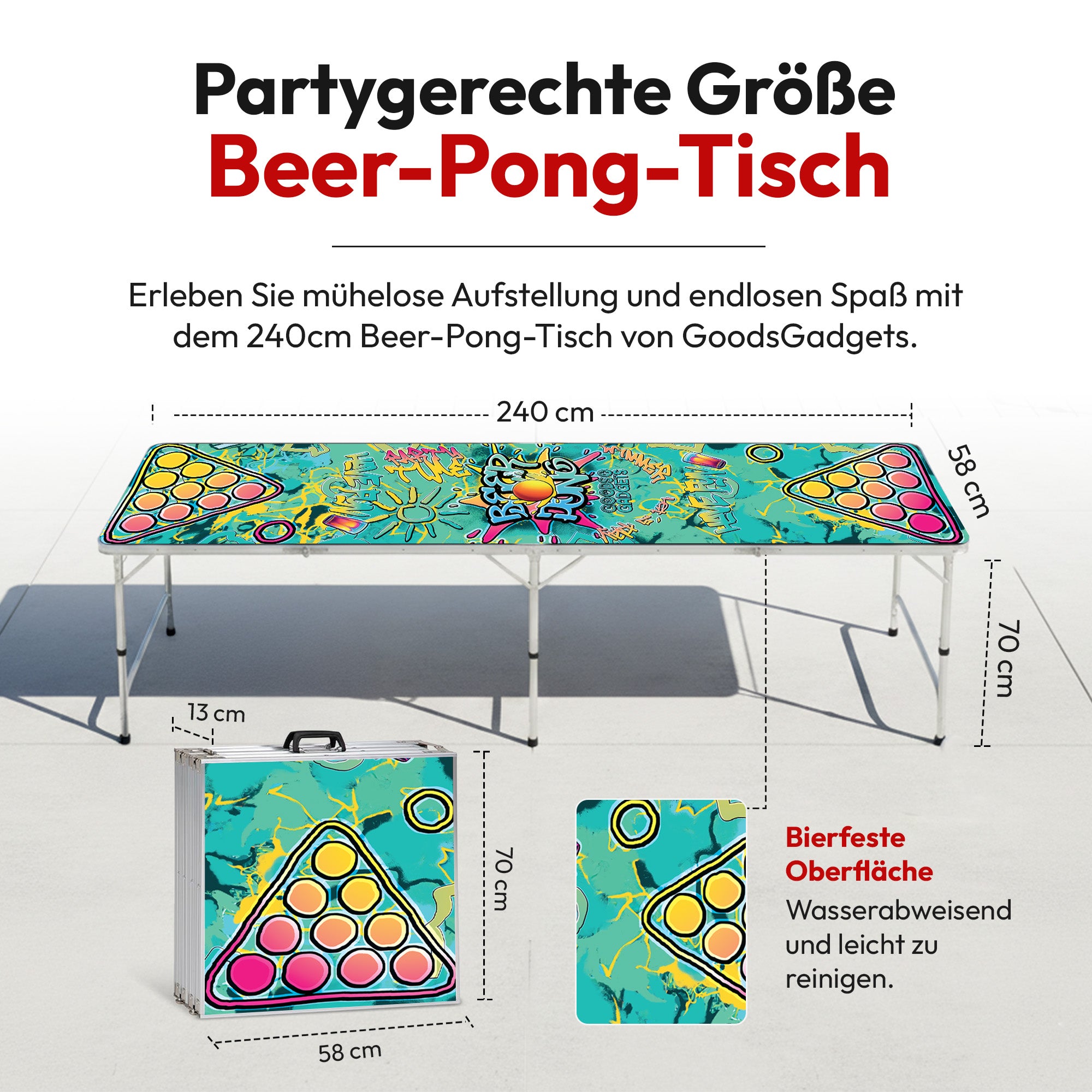 Klappbarer Bierpong-Tisch Set - Praktischer Beer Pong Tisch