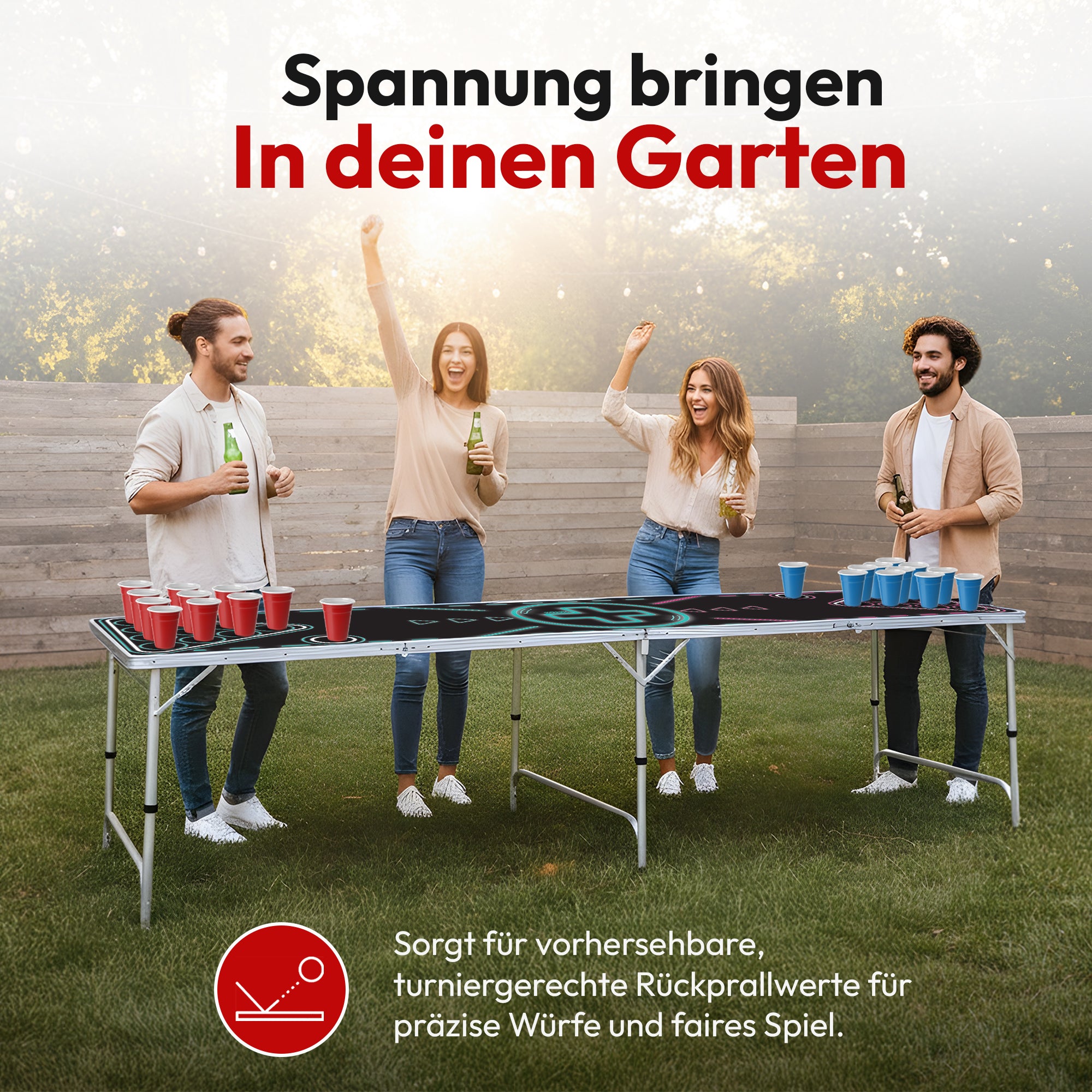 Klappbarer Bierpong-Tisch Set - Praktischer Beer Pong Tisch