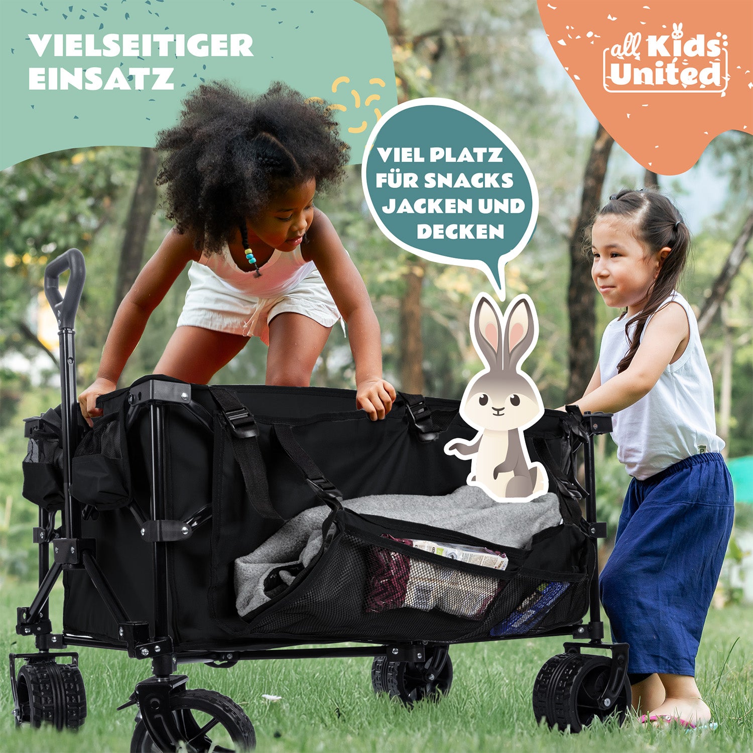 Faltbarer Bollerwagen - Strand-Buggy mit XXL Geländeräder und Bremse