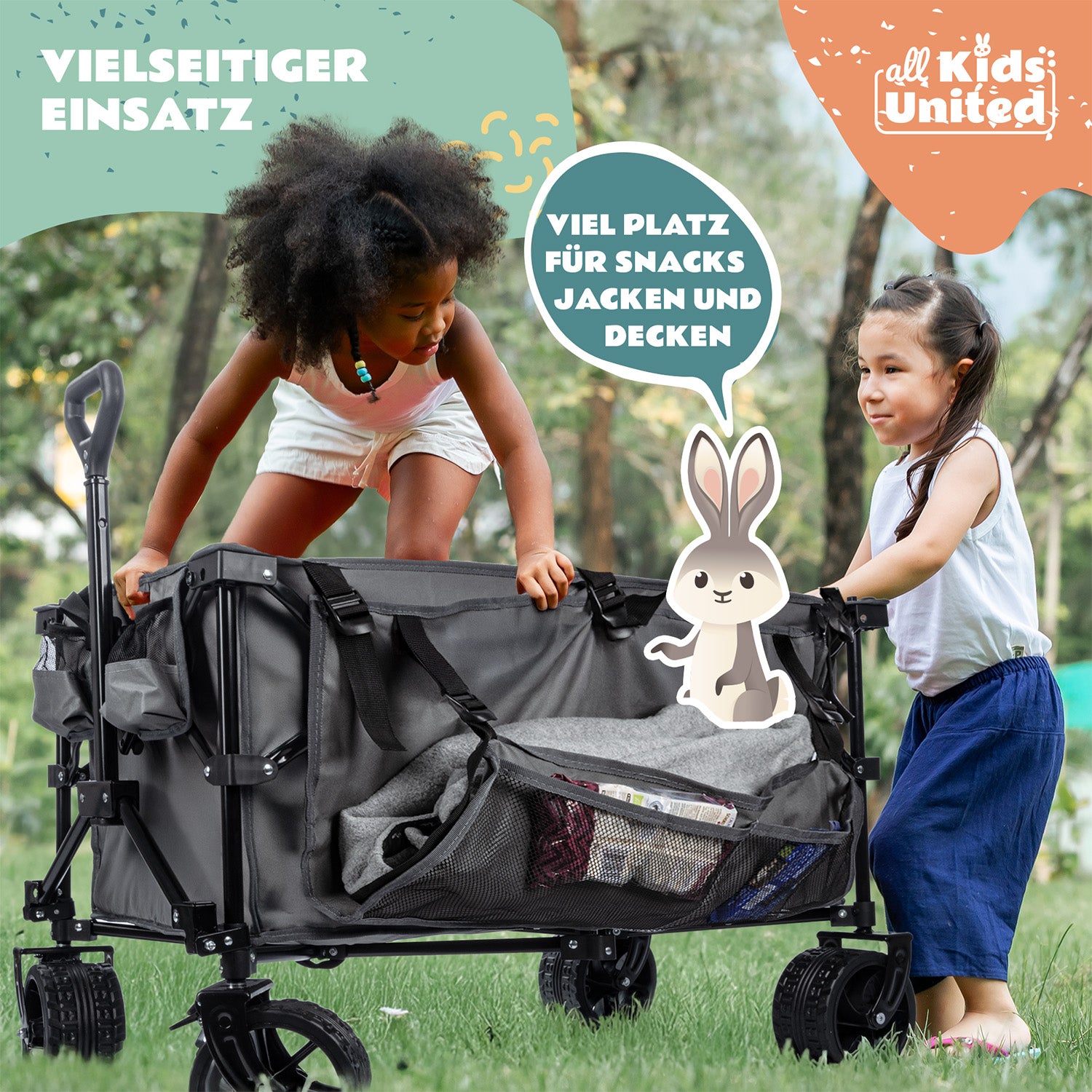 Faltbarer Bollerwagen - Strand-Buggy mit XXL Geländeräder und Bremse
