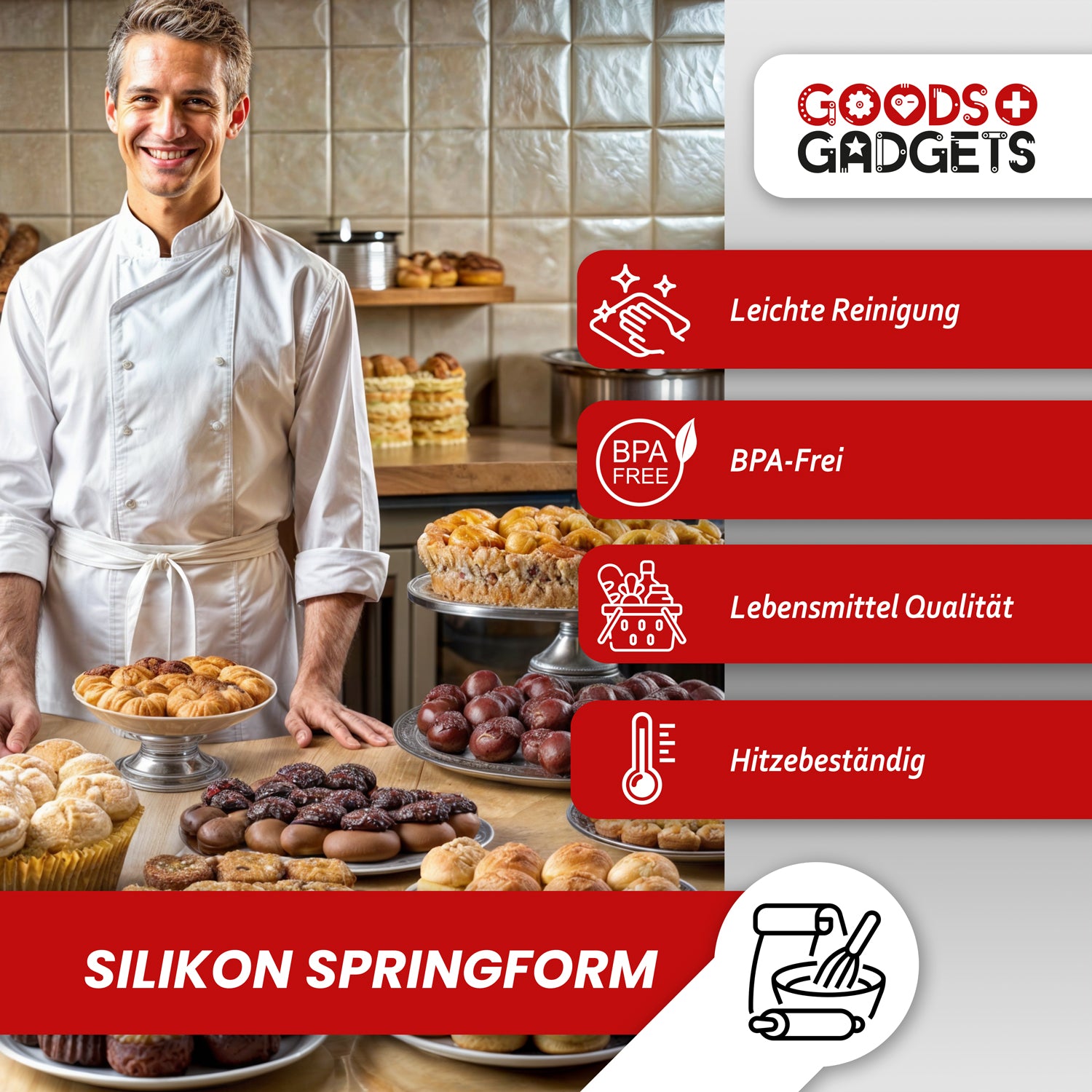 Backform - Silikon Springform 23cm mit Glasboden