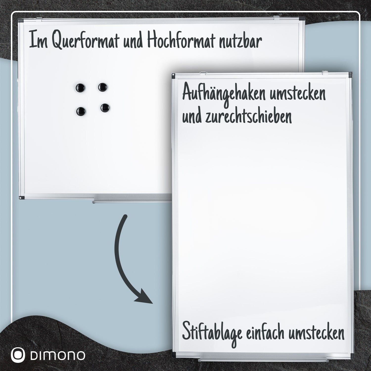 Whiteboard - beschreibbare Magnettafel 90 x 60 Memoboard