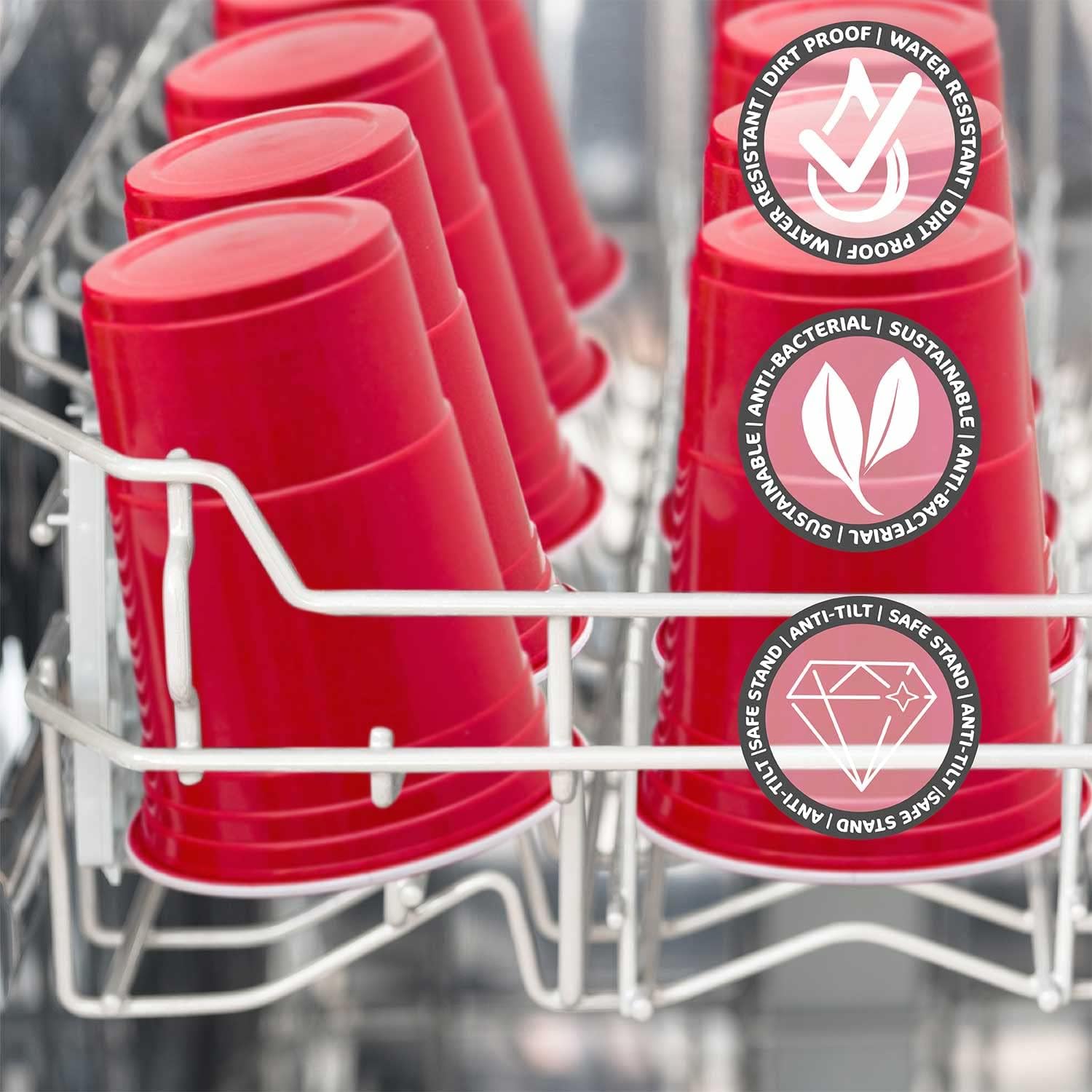 100 Wiederverwendbare Beer Pong Becher Rot - 473 ml & 3 Bälle
