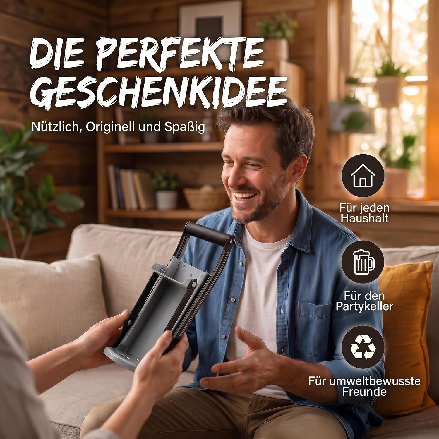 Dosenpresse mit Flaschenöffner - Robuster Dosenquetscher Wandmontage