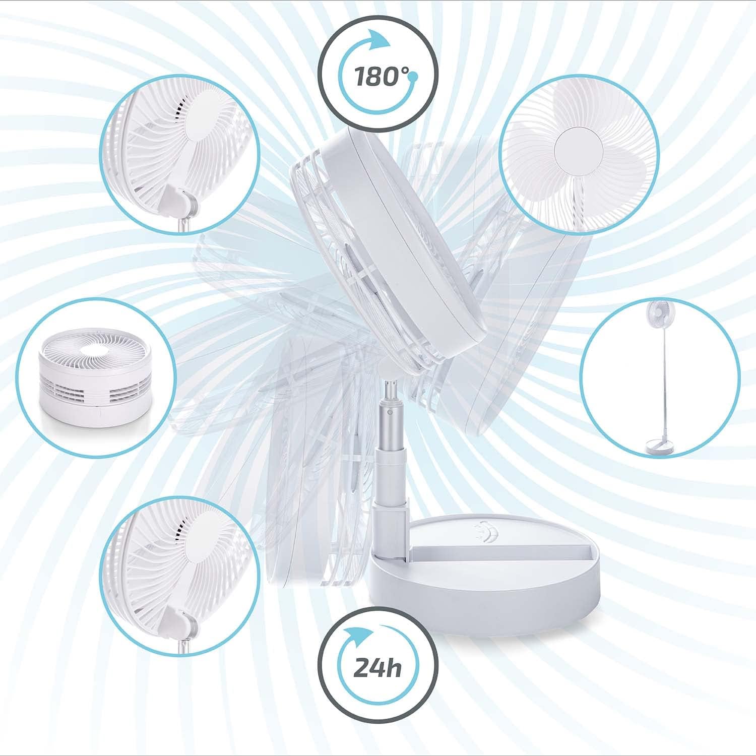 Kabelloser Tischventilator 7200 mAh Akku - Mini USB Ventilator Lüfter 3 Stufen