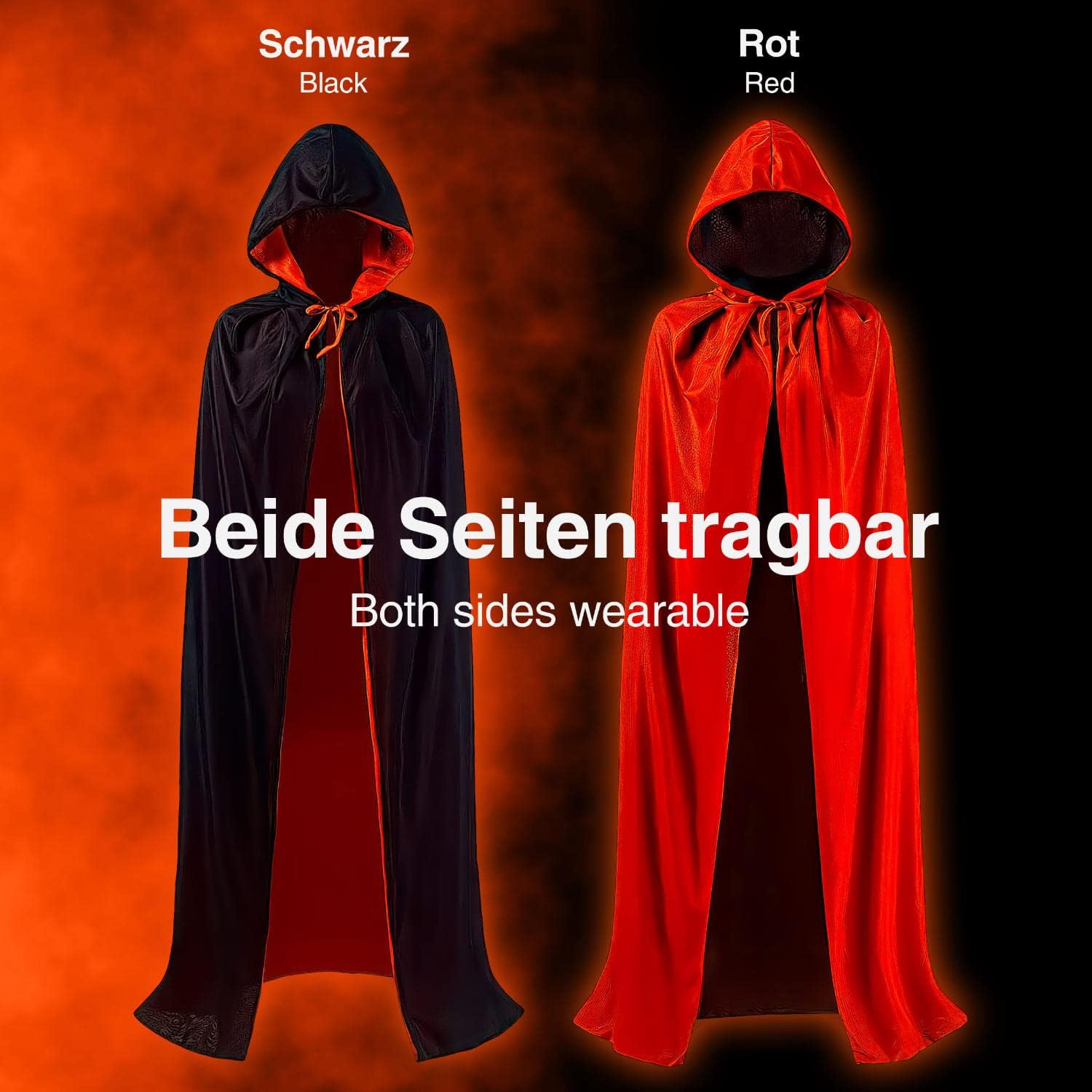 Vampir-Umhang für Kinder - Dracula Mantel & Halloween Kapuzencape