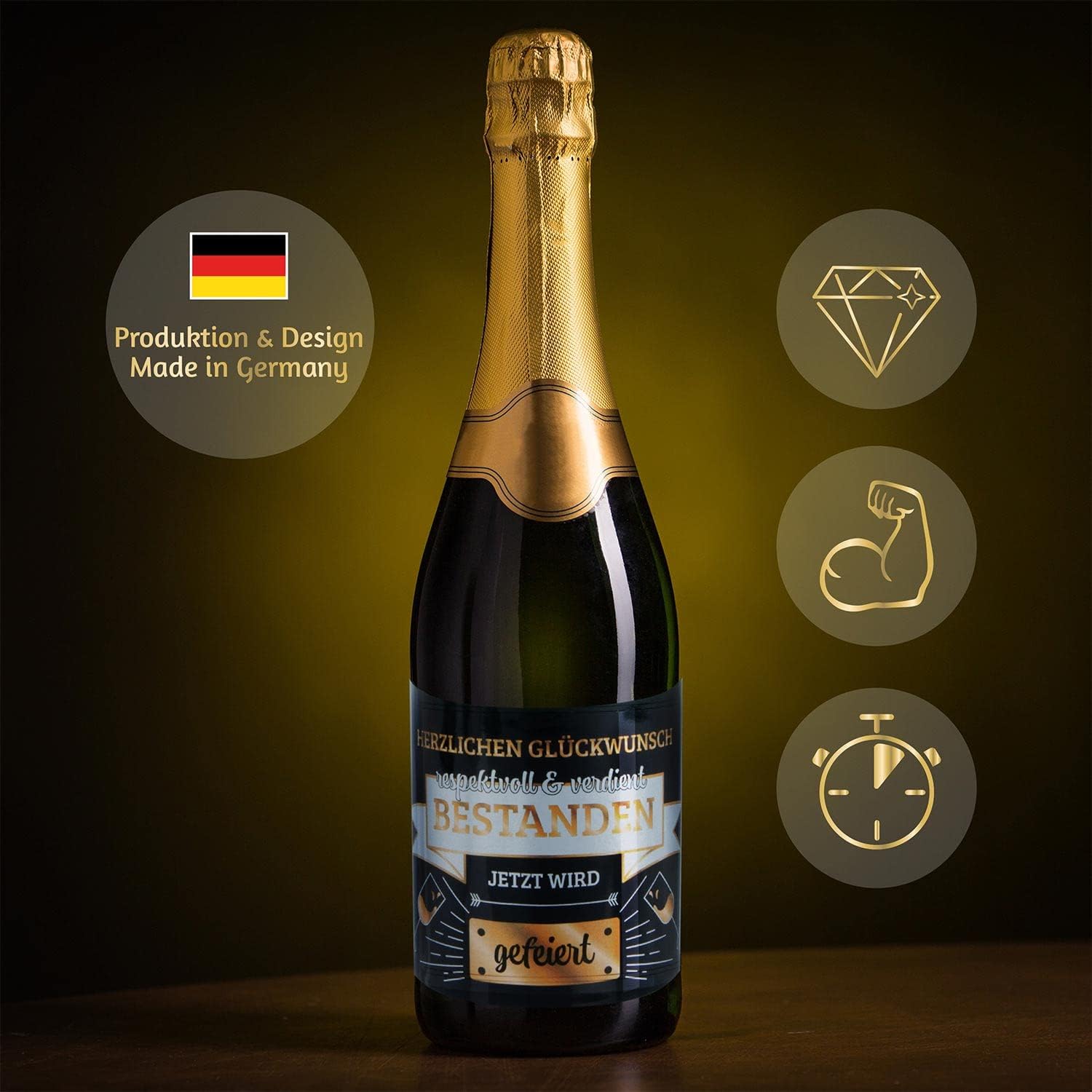 3x Flaschenetikett Verdient Bestanden – Geschenk für Prüfungen