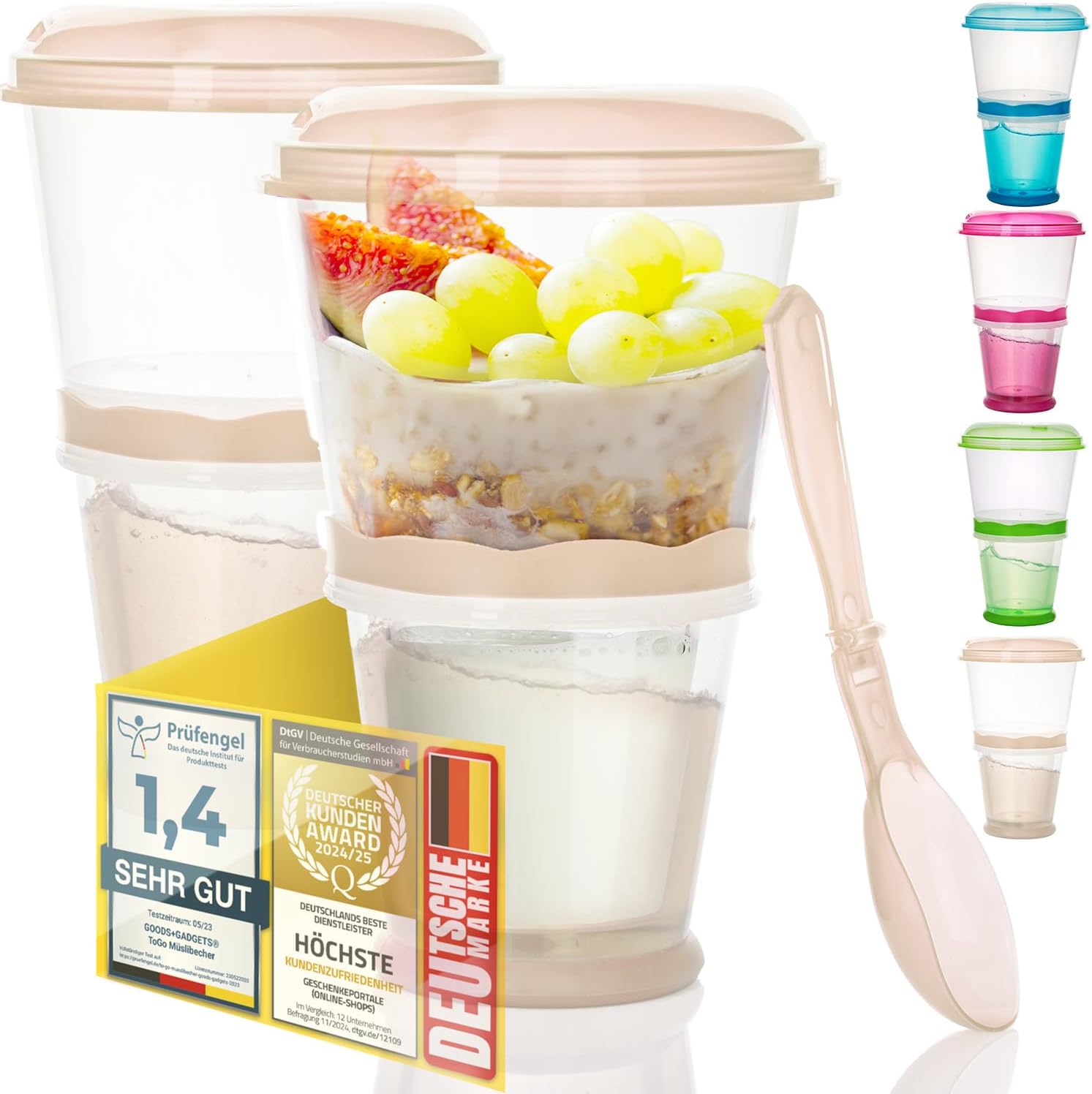 Müsli-to-Go Becher mit Löffel - Dein auslaufsicherer Snack-Begleiter