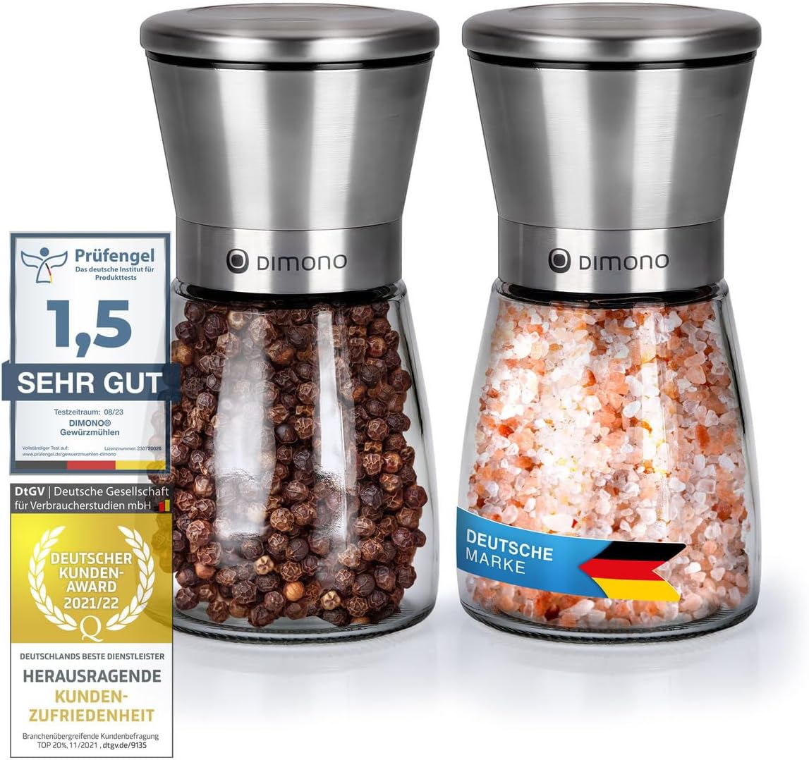 Gewürzmühlen Set 2-tlg – Salz- & Pfeffermühle mit Keramikmahlwerk