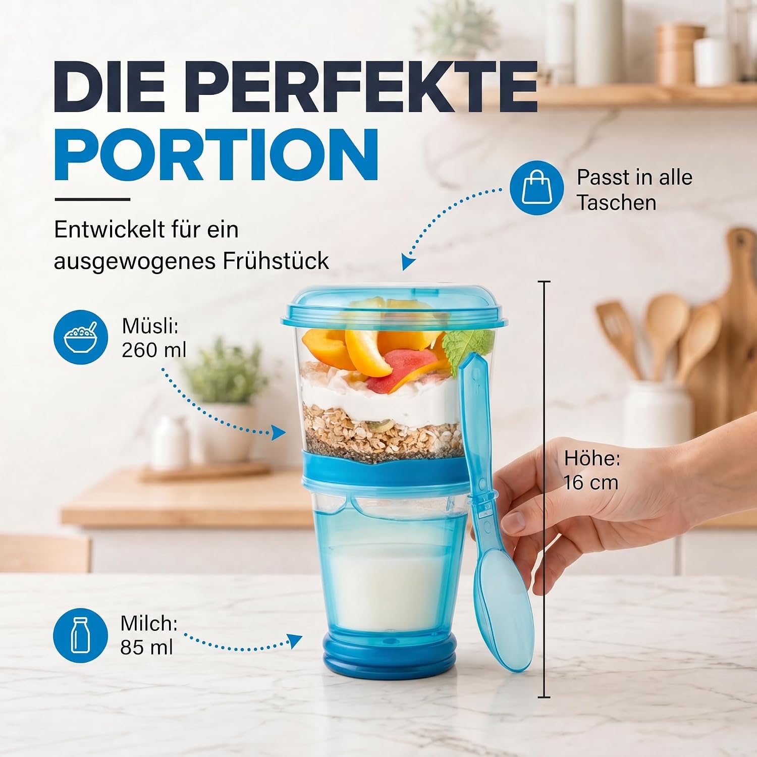 Müsli-to-Go Becher mit Löffel - Dein auslaufsicherer Snack-Begleiter